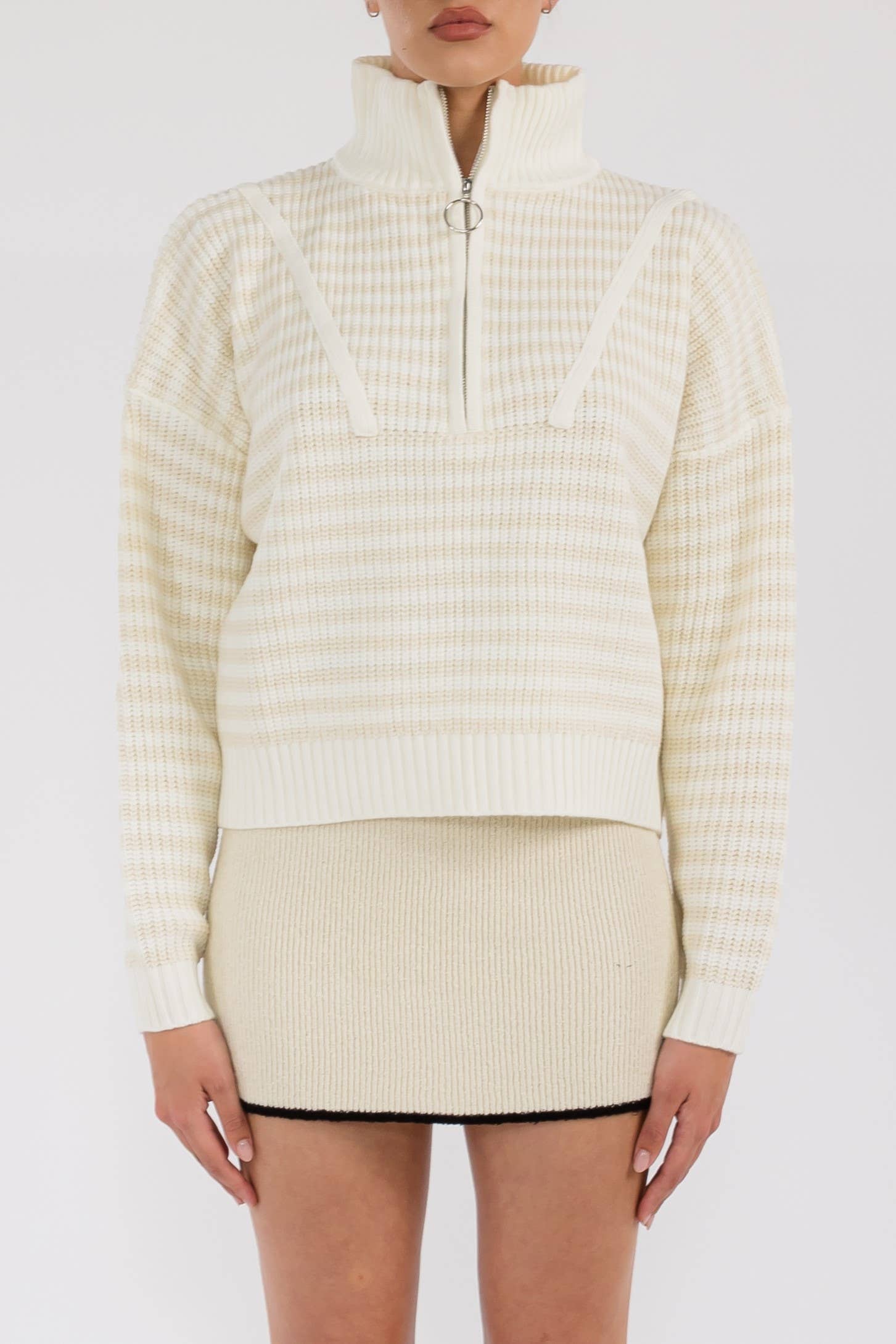 Cali Half-zip Sweater: Ecru
