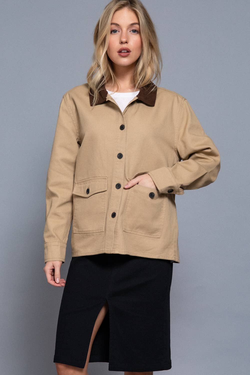Corduroy Twill Jacket:Khaki