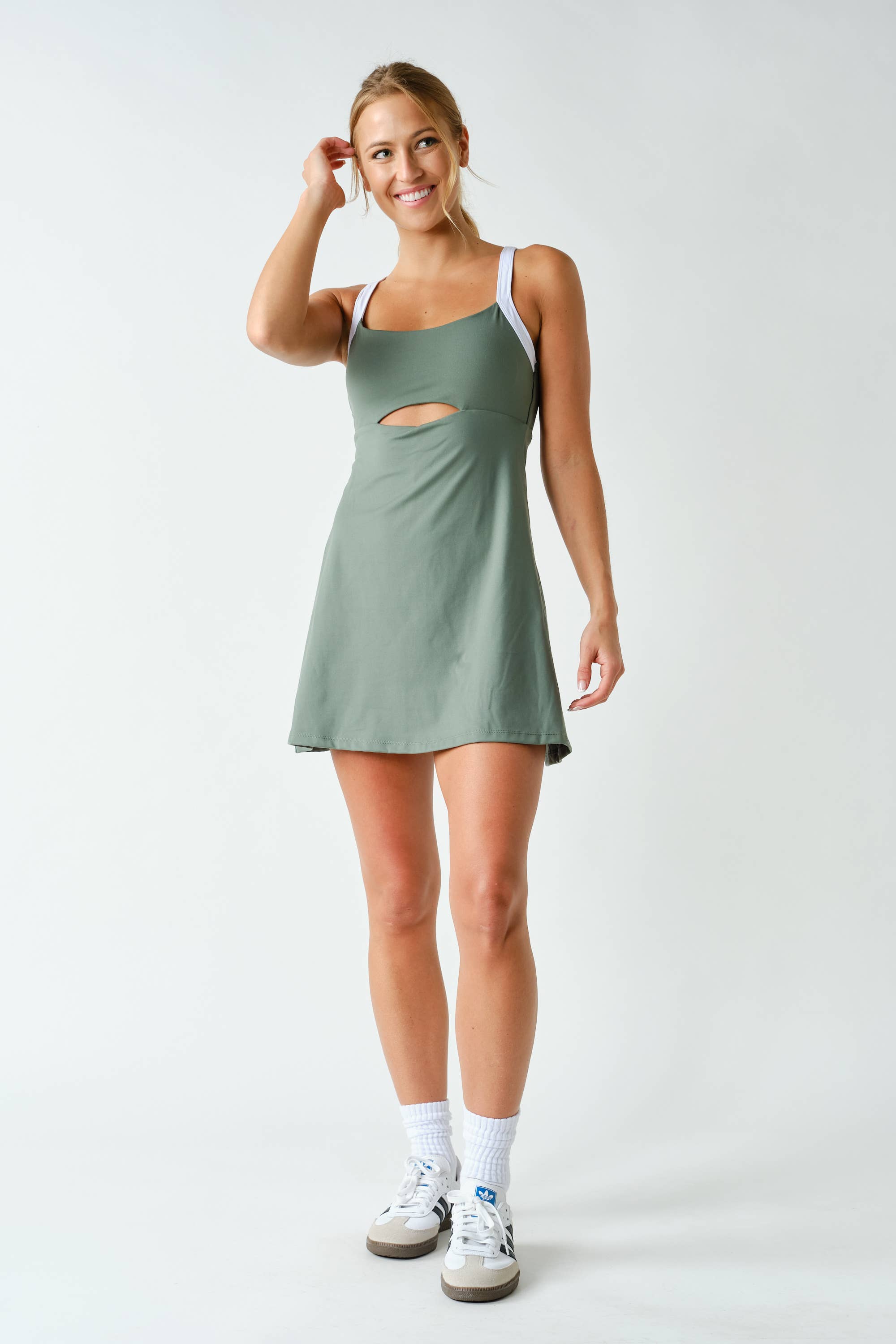 Sculpted Cutout Dress: Eldergreen