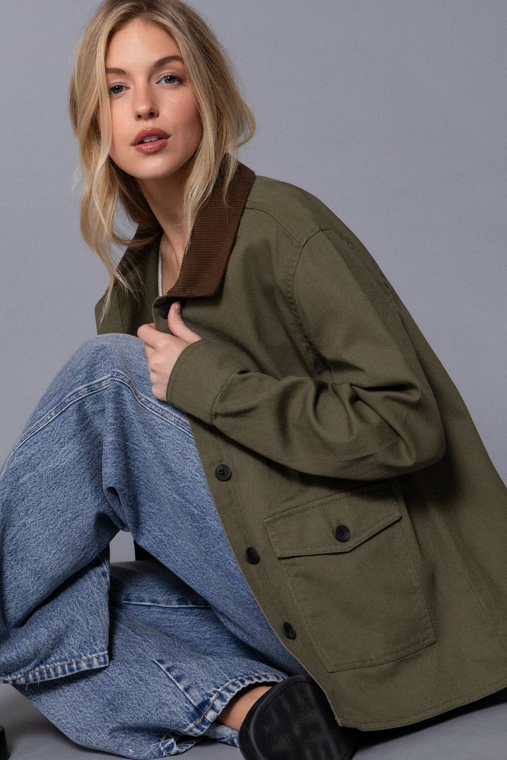 Corduroy Twill Jacket:Khaki