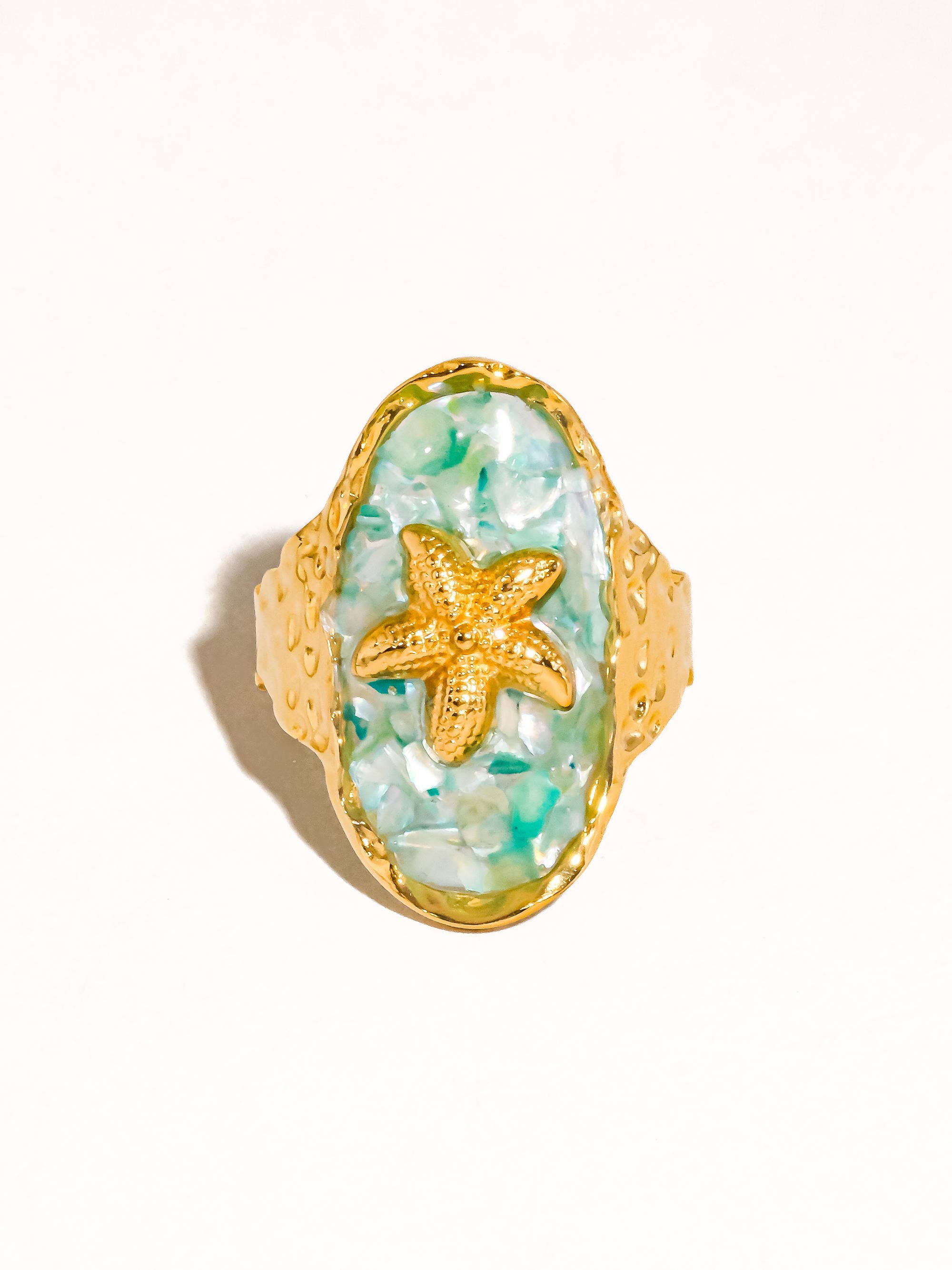 Keshet 18K Gold Starfish Ring: Blue