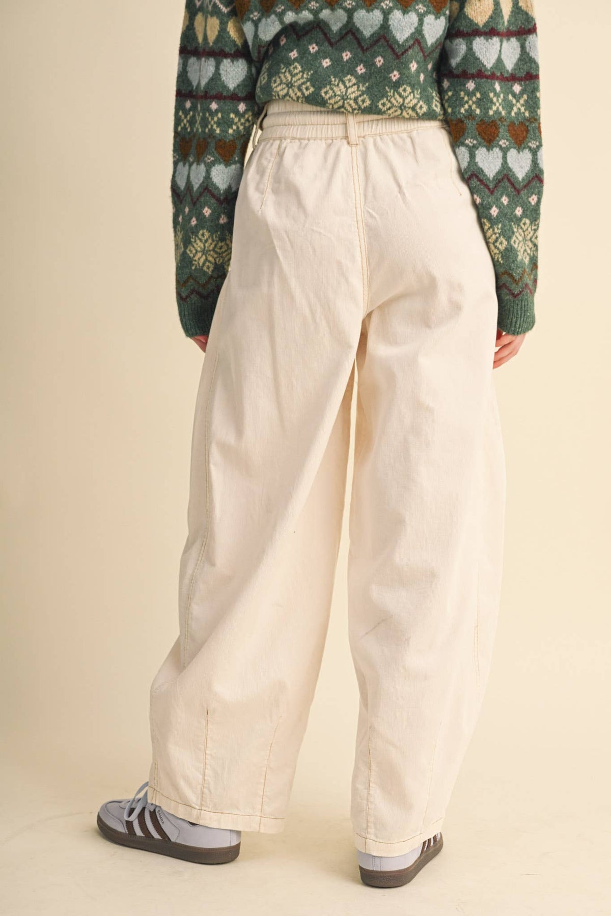 Corduroy Pleated Barrel Pants