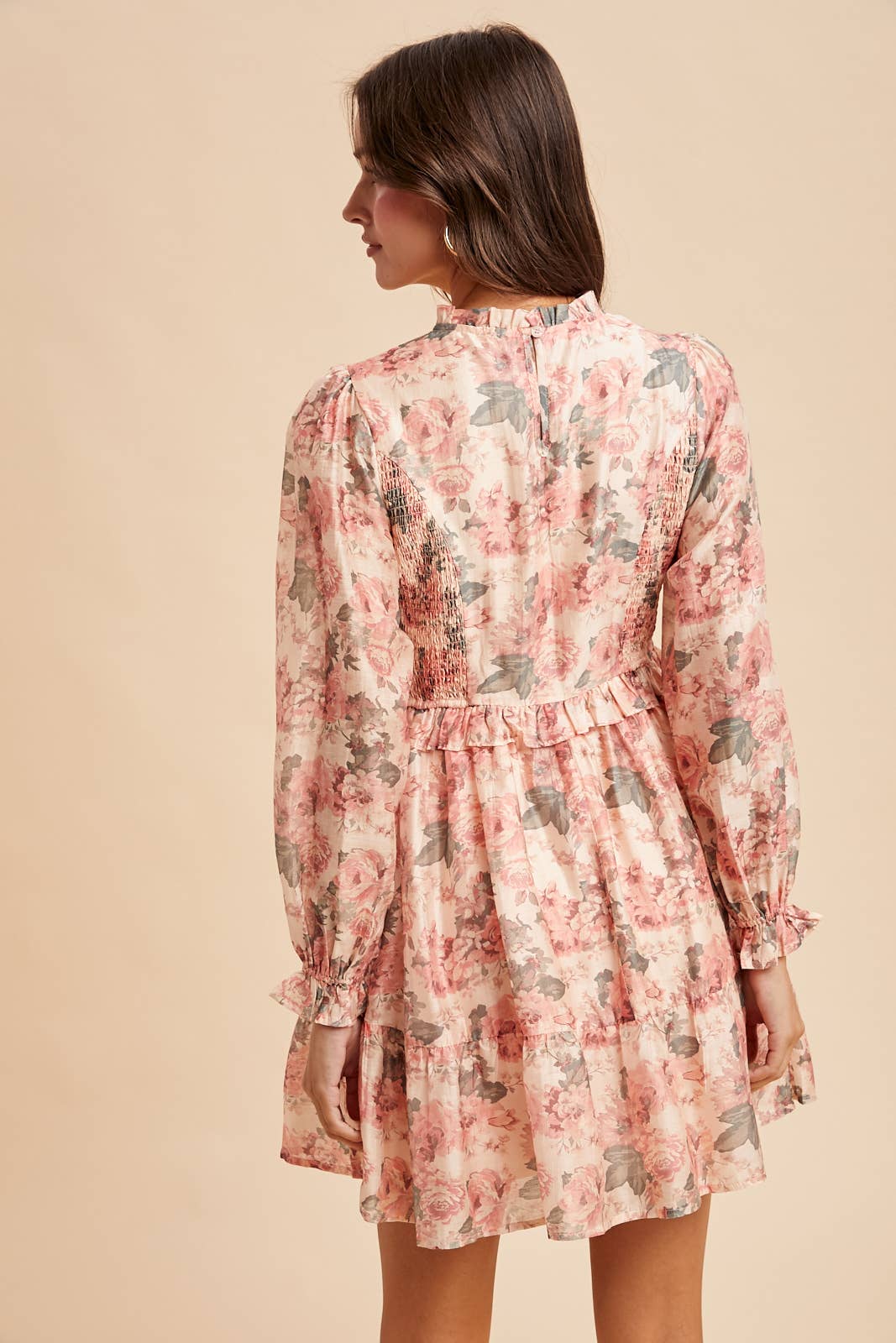 Floral Mock Mini Dress: Vintage Rose