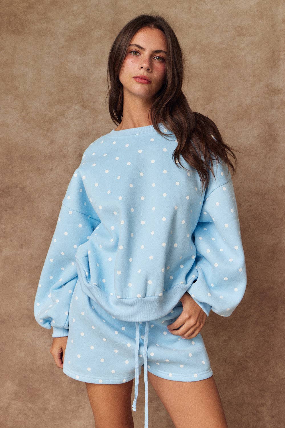 Polka Dot Fleece Set: Sky Blue
