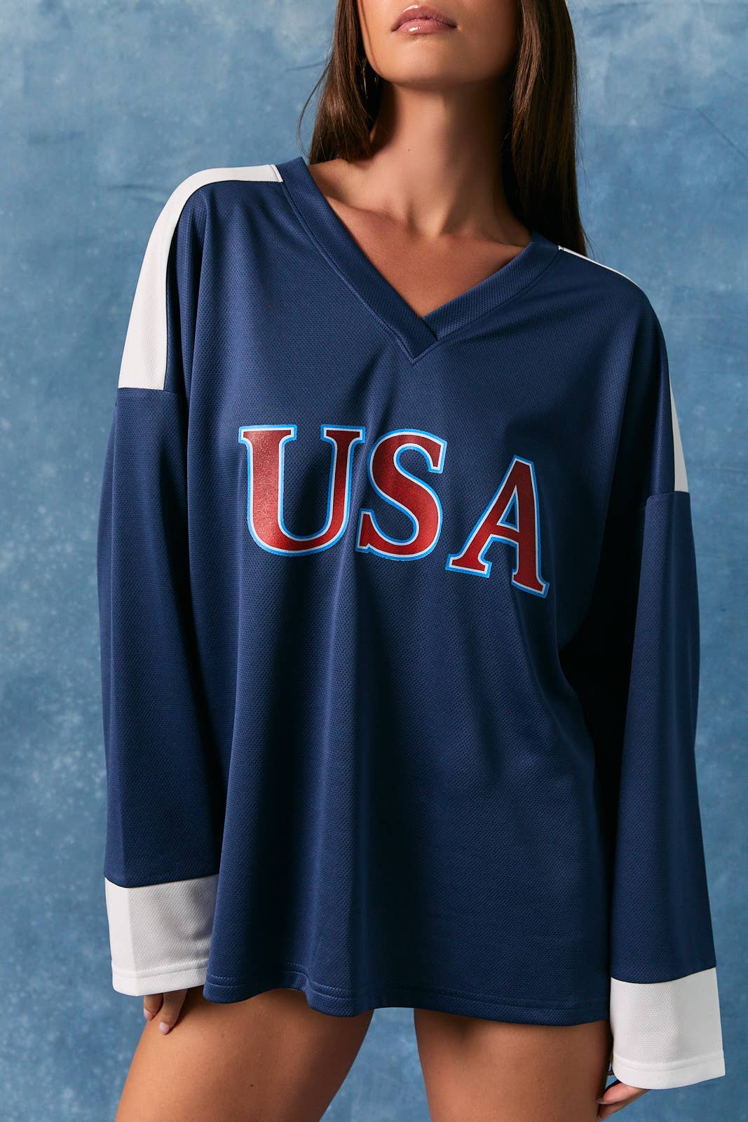 USA Oversized Jersey: Navy-White