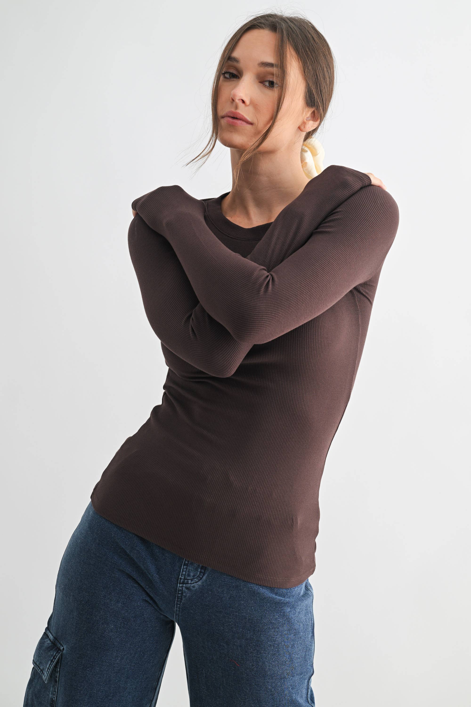 Essential Micro-Ribbed Athleisure Top: Plum