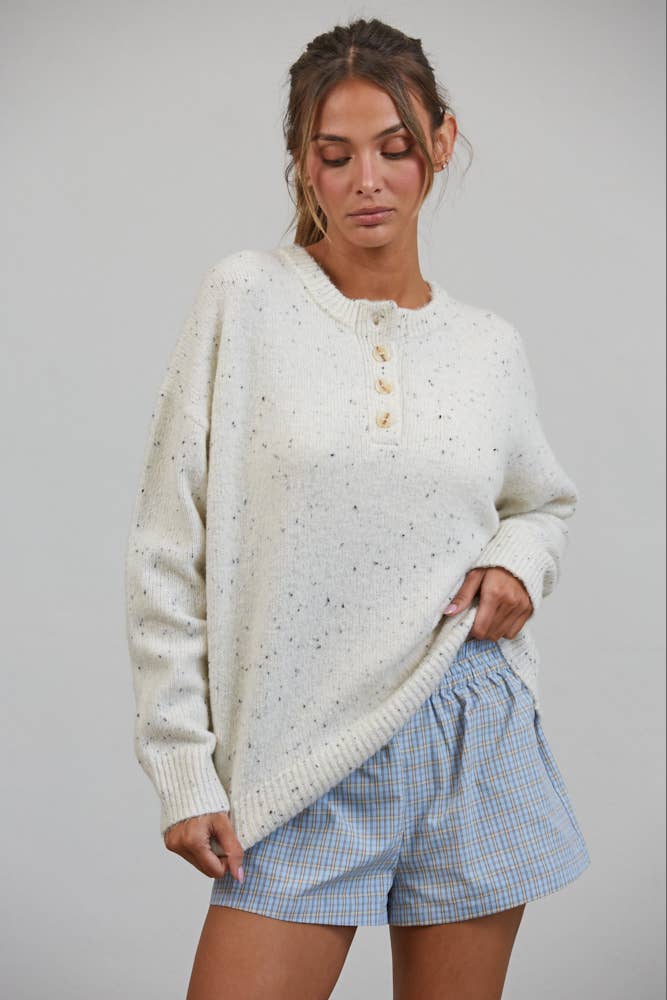 Honey Slouchy Henley Sweater