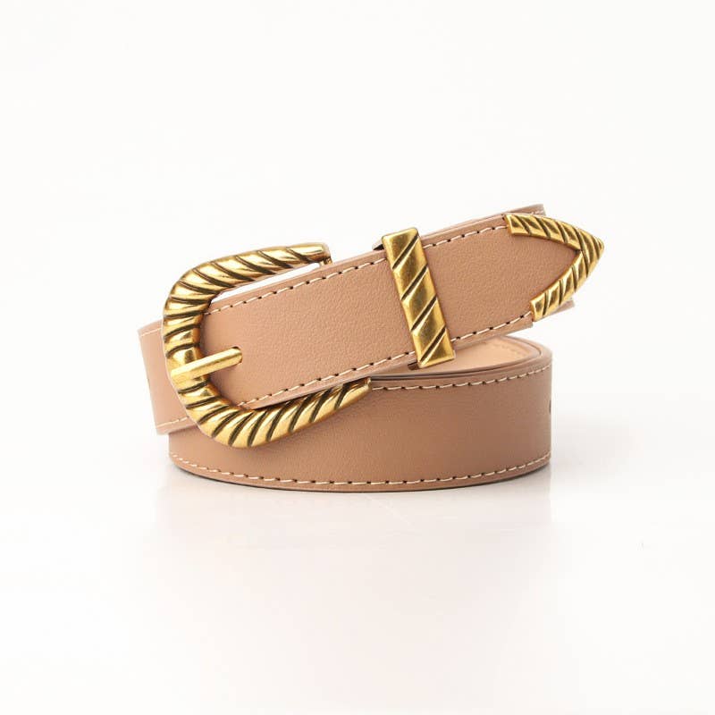 Classic Western Buckle Belt: Taupe