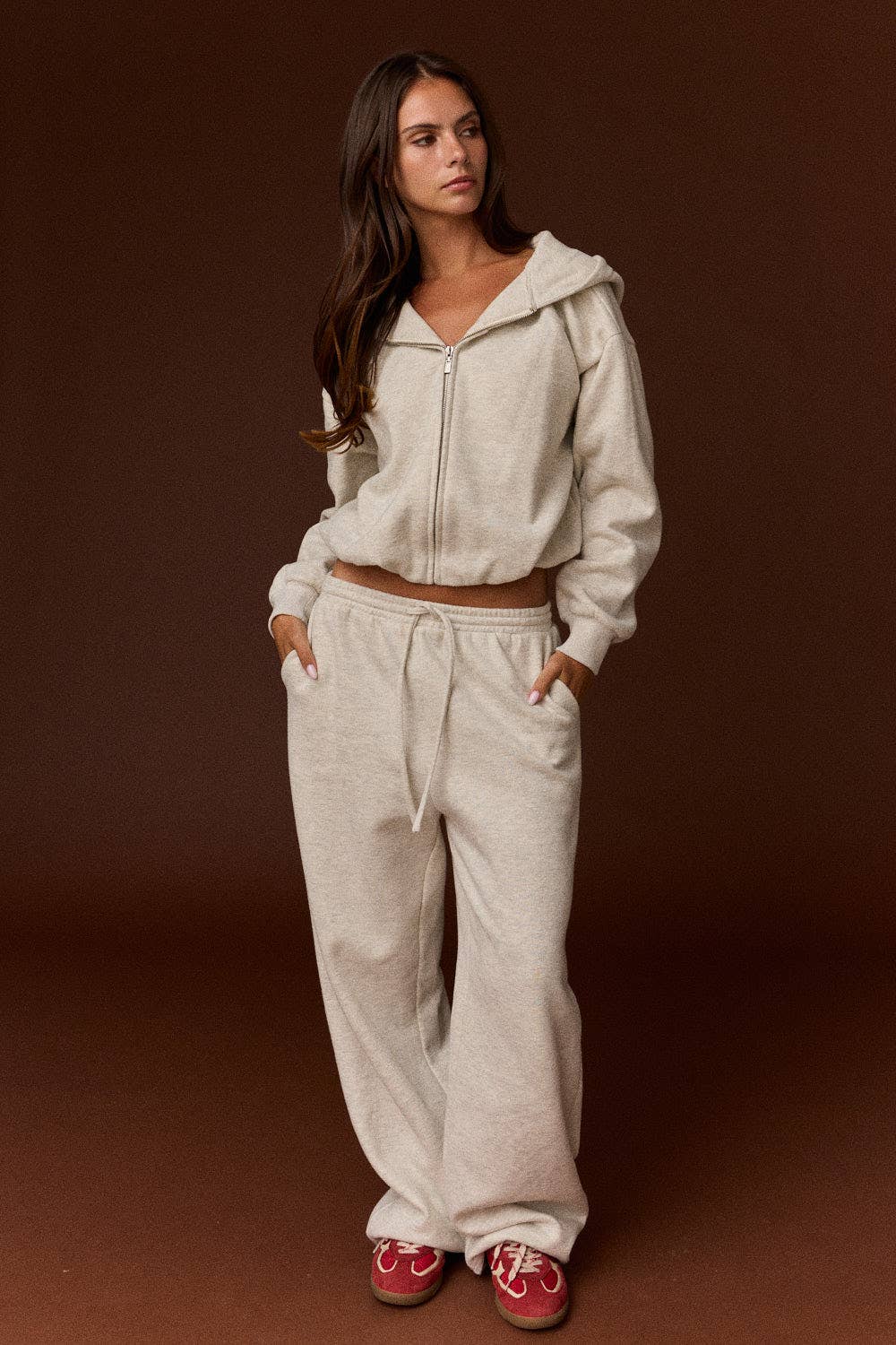 Sadie Zip Up: Beige