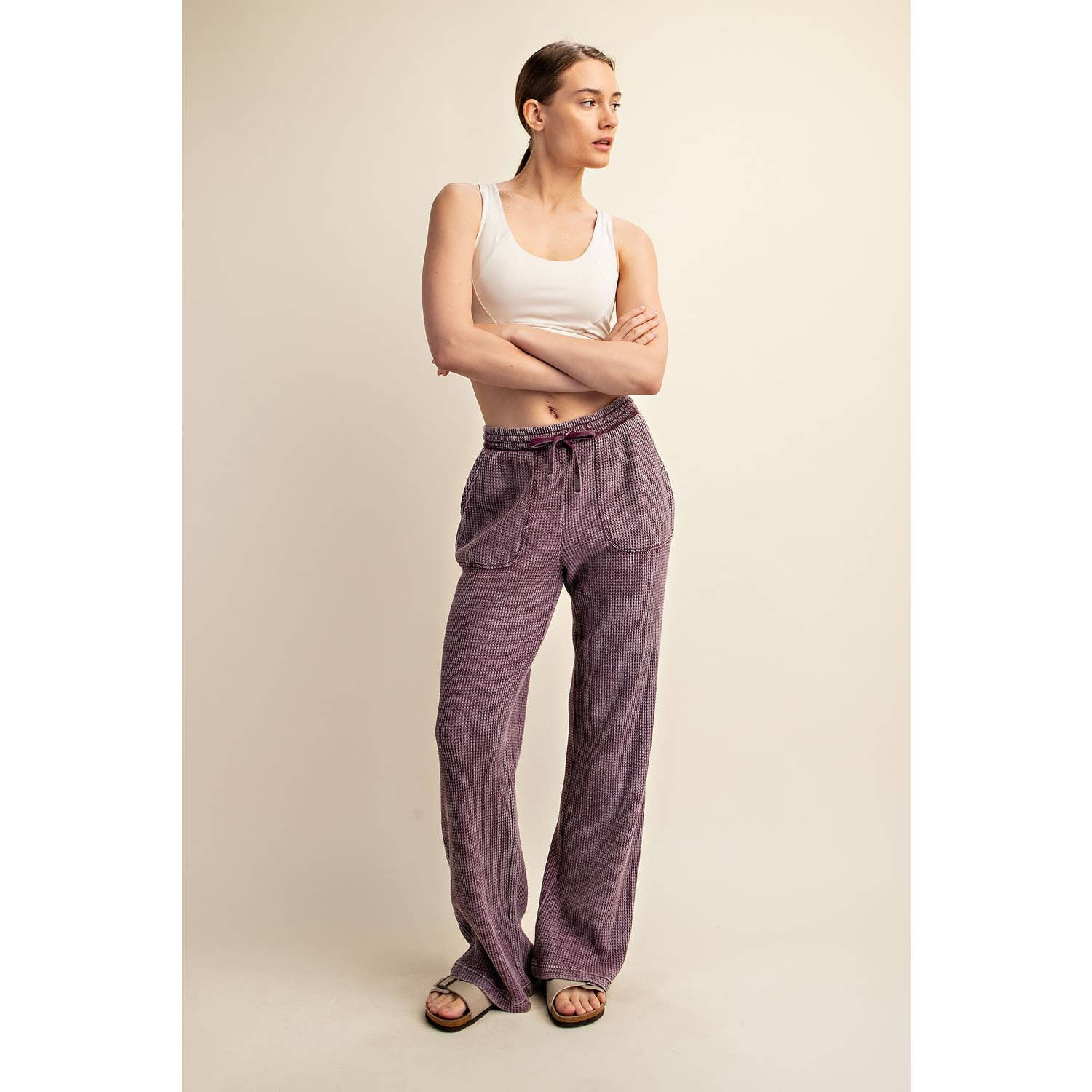 Waffle Sweatpants: Wine