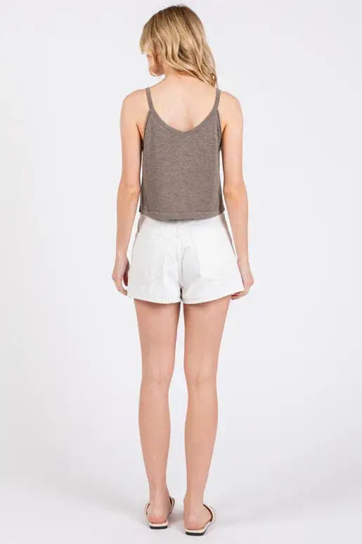 Button Front Sweater Cami: Mocha