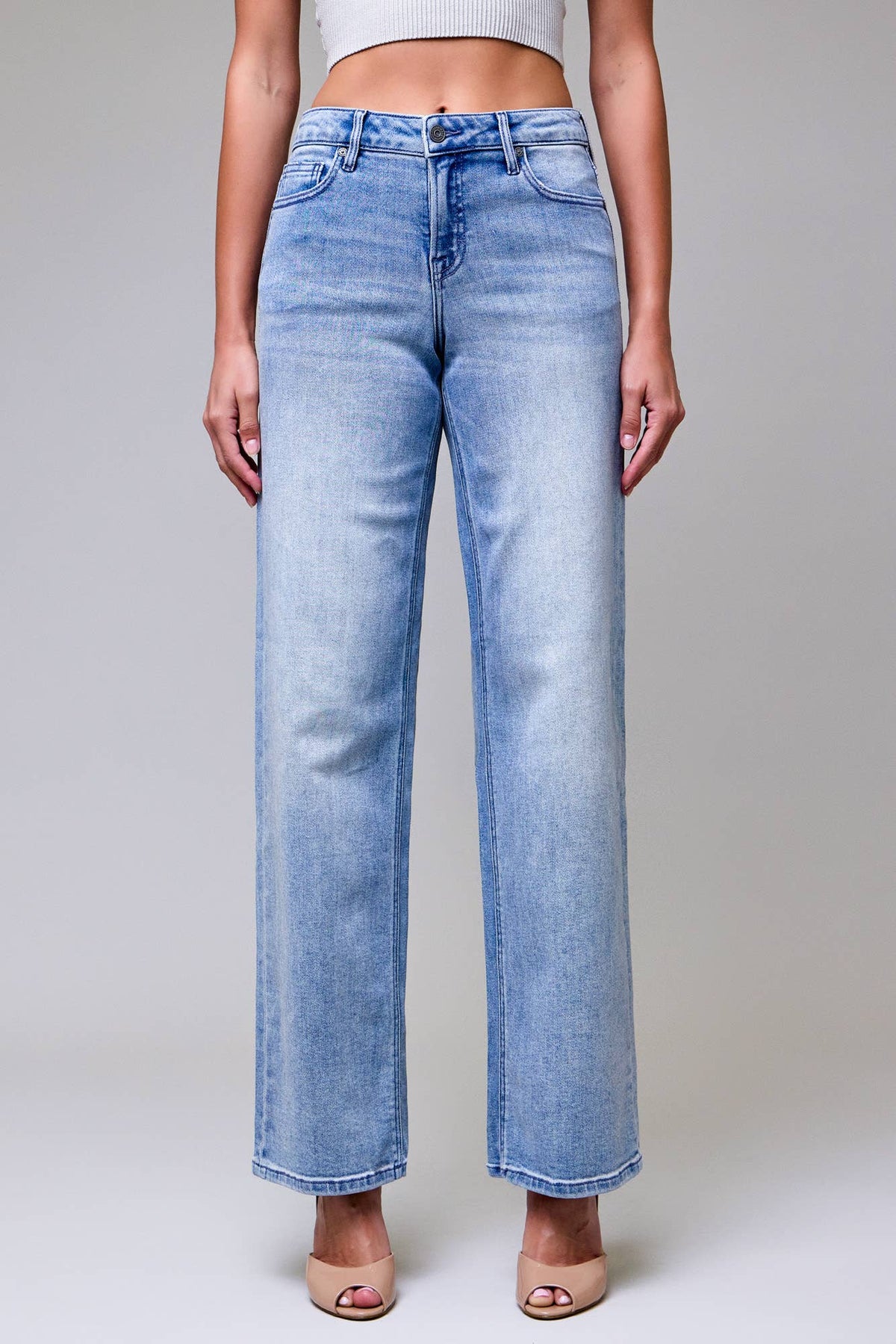 Light Mid Rise Dad Jeans:
