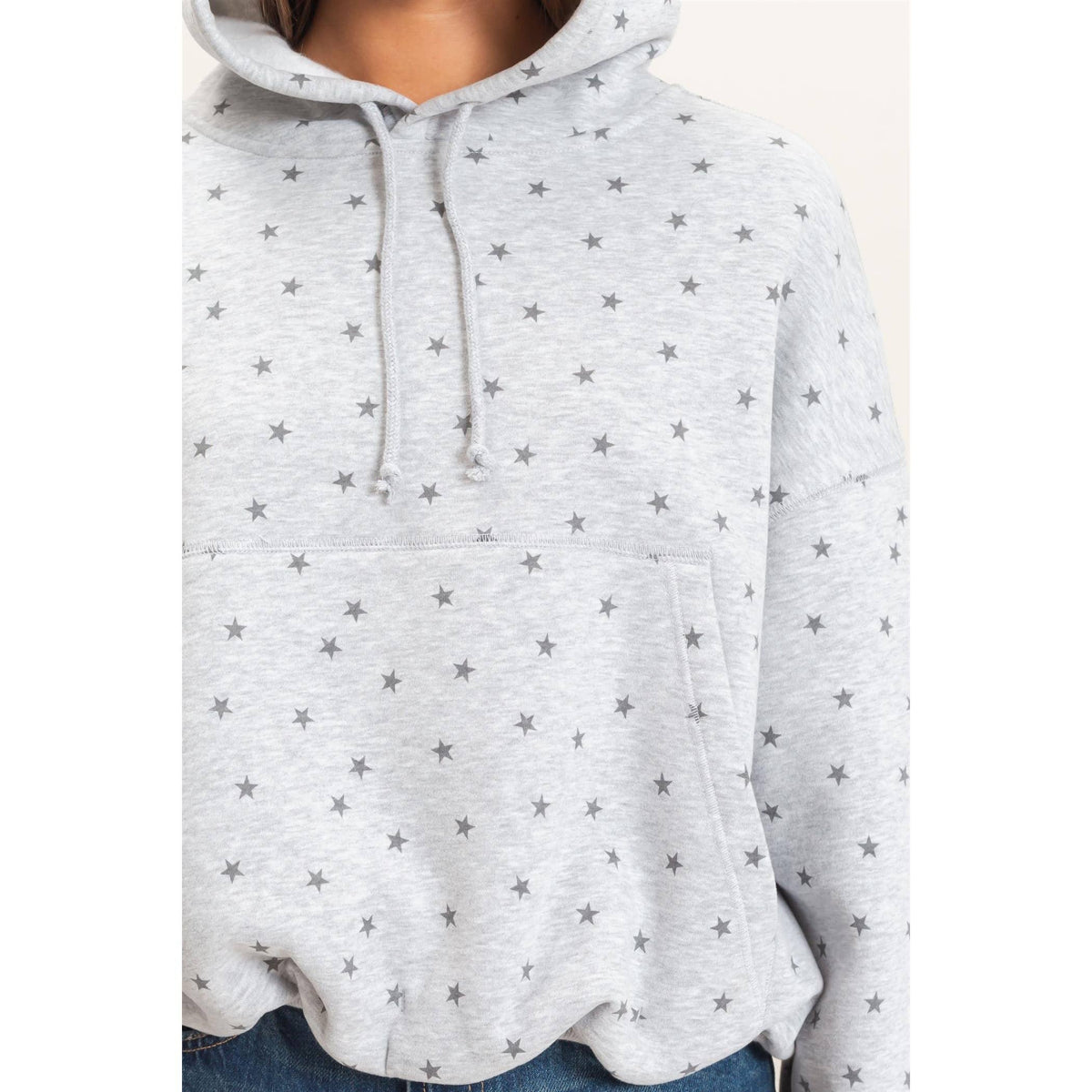 Star Print Bubble Hoodie: H. Gray
