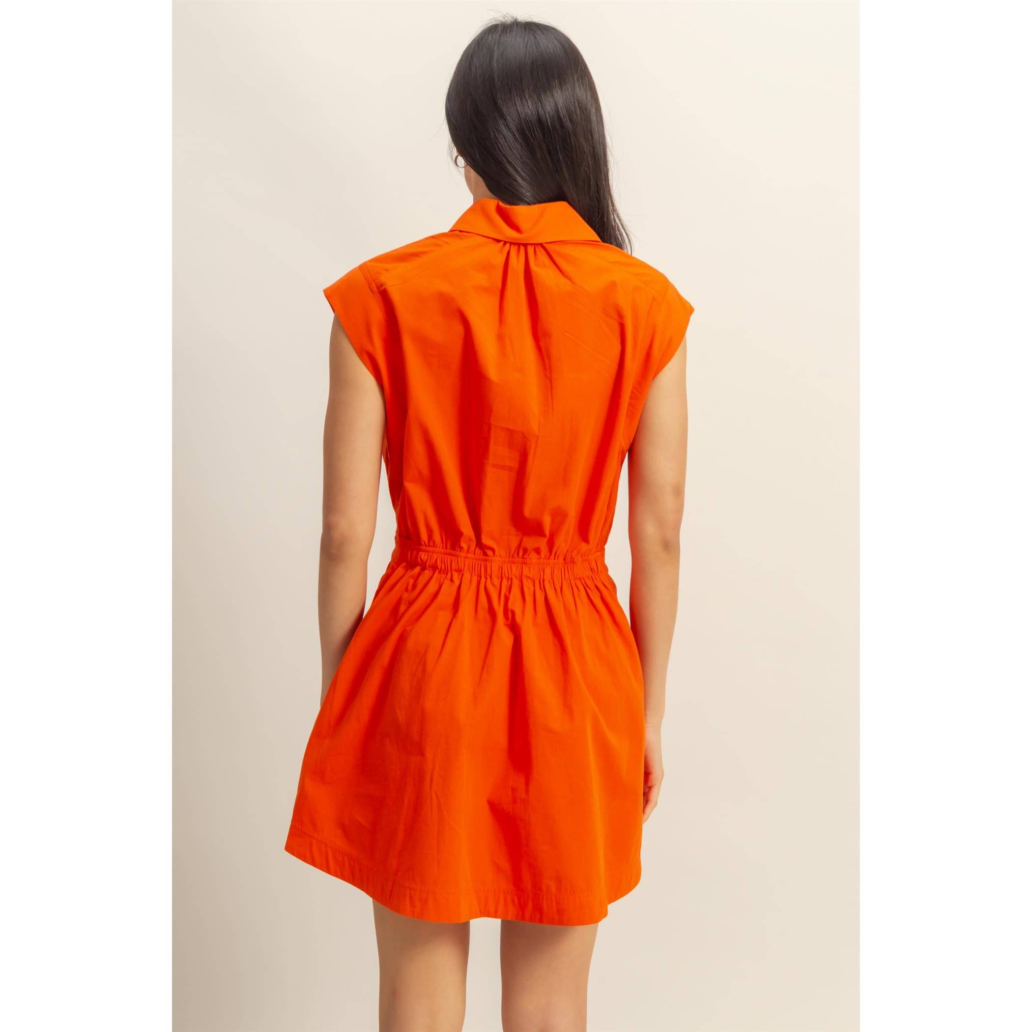 Flirty Collared Mini Dress:TOMATO
