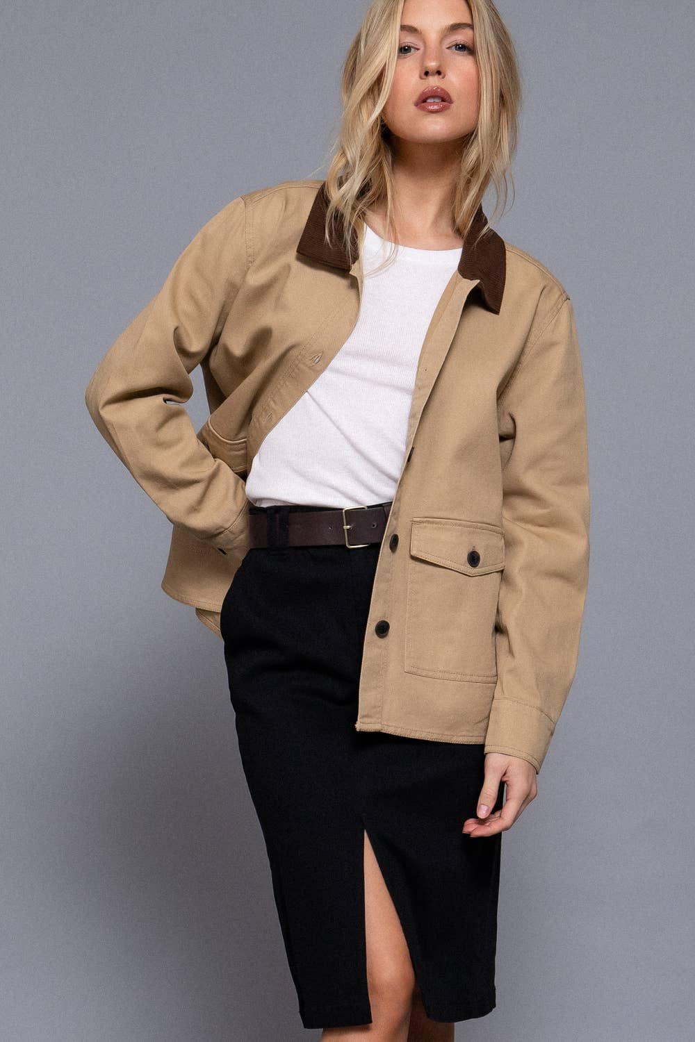 Corduroy Twill Jacket:Khaki