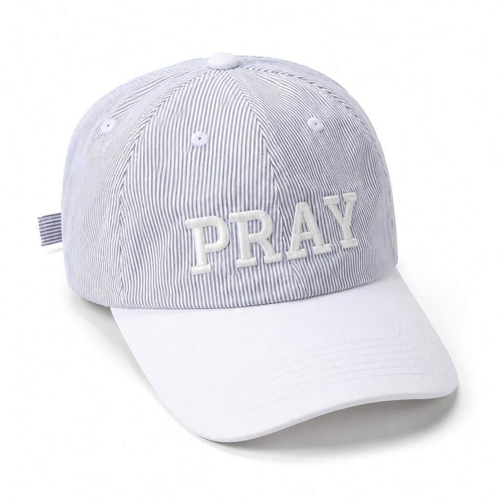 PRAY Embroidered Baseball Cap: White