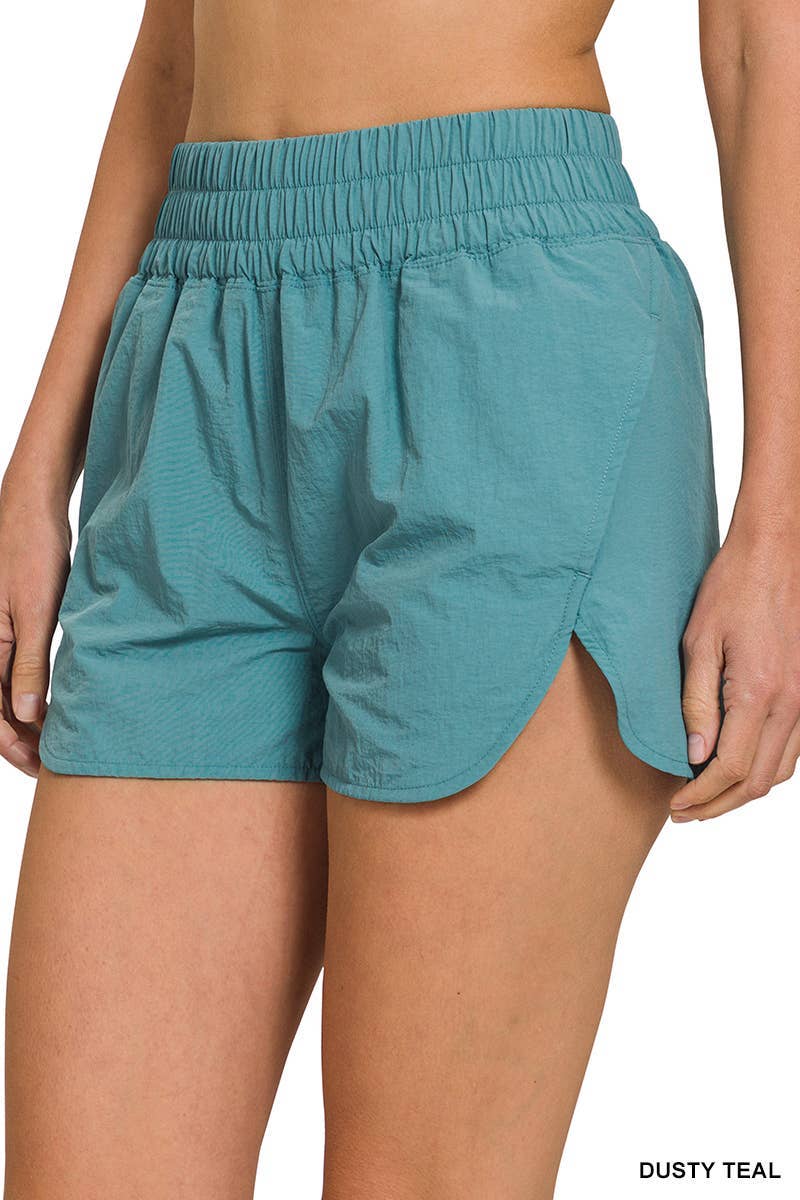 Windbreaker Running Shorts: Dusty Teal