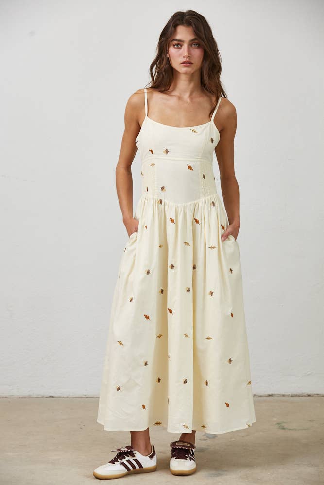 Leaf Maxi Dress: Beige