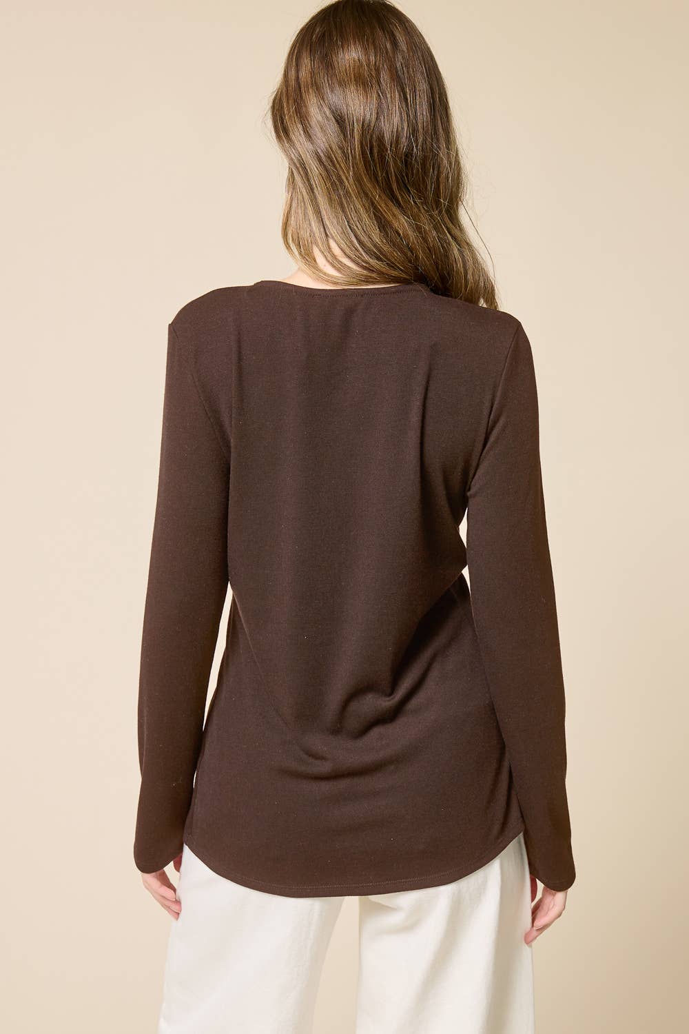 Elongated Hemline Cardigan: Brown