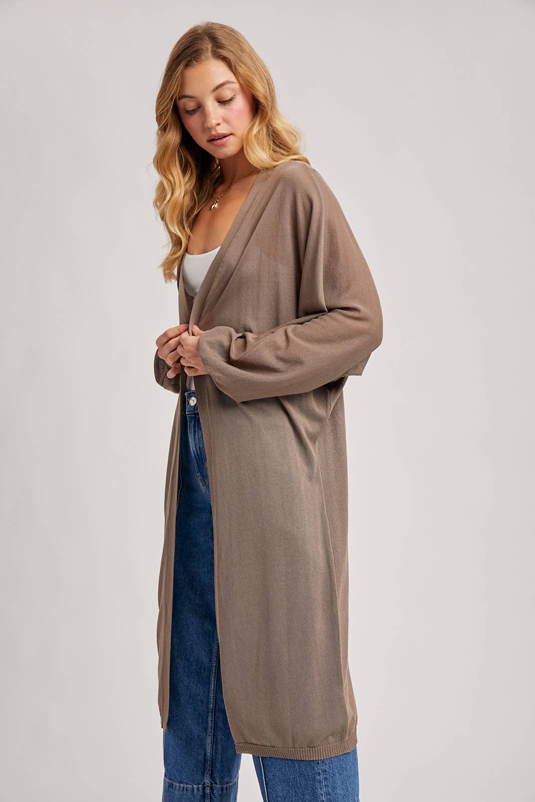 Sheer Knit Cardigan: Ash
