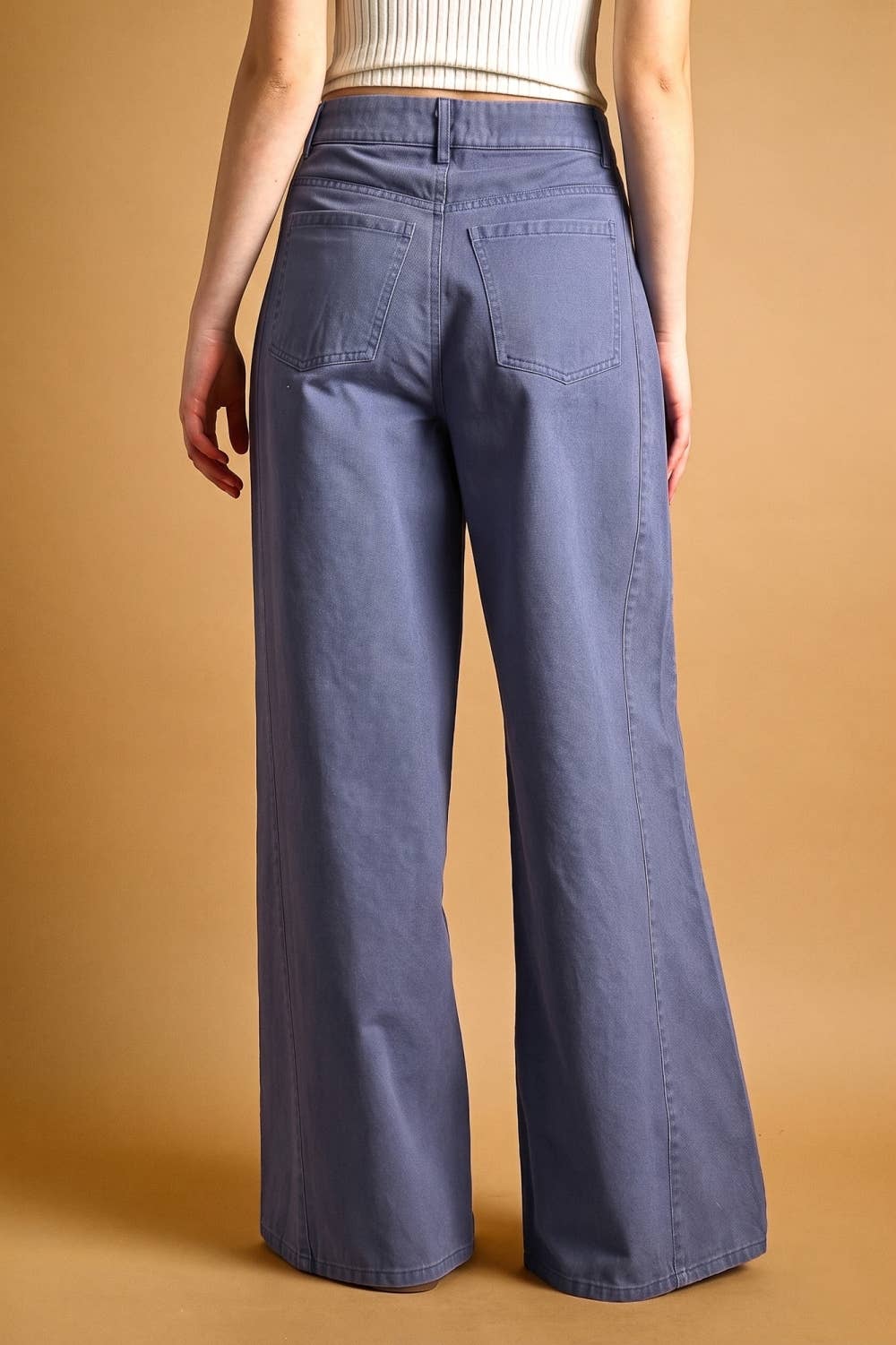 Washed Wide Leg Pants: Blue