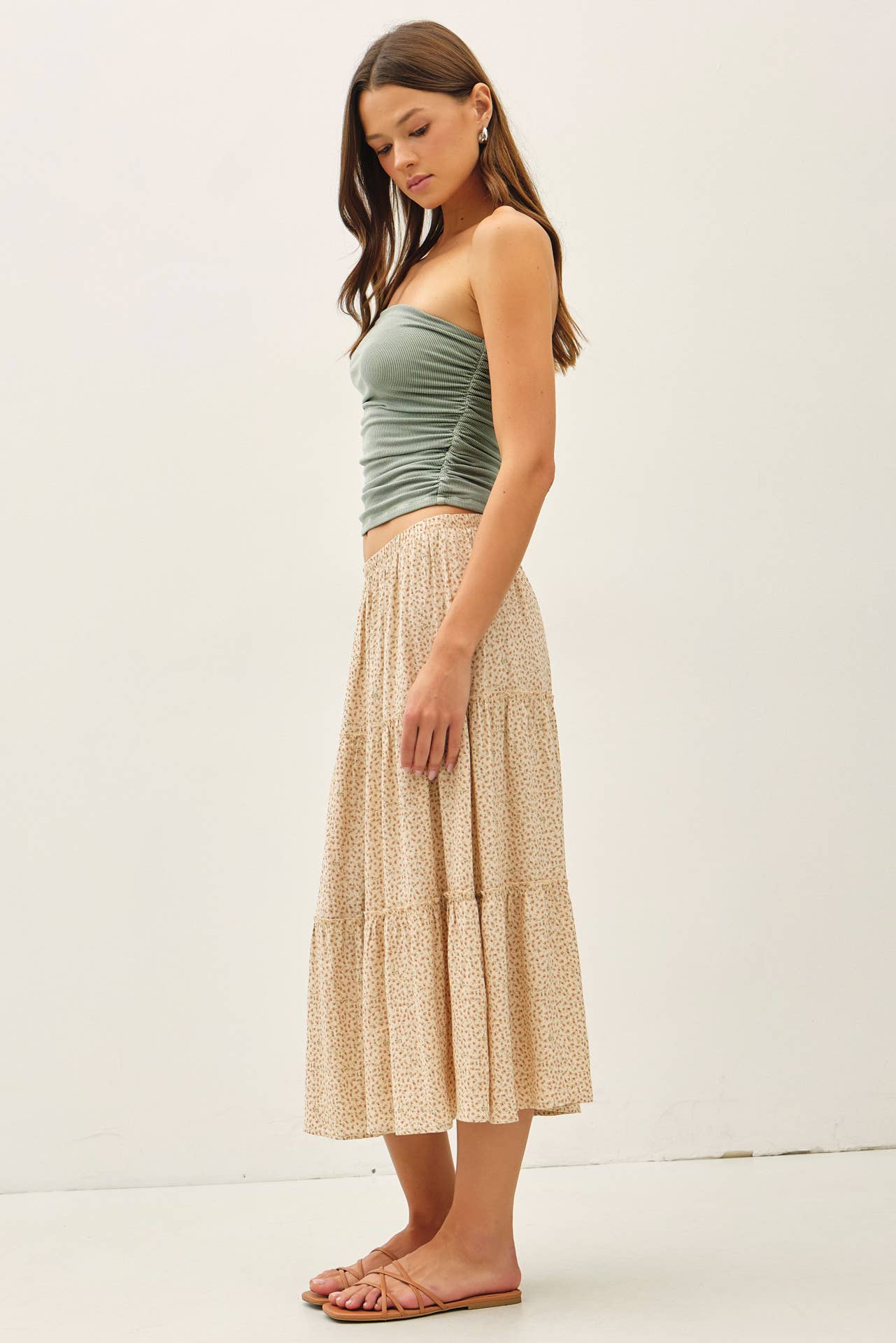 Jersey Ruched Tube Top: Sage