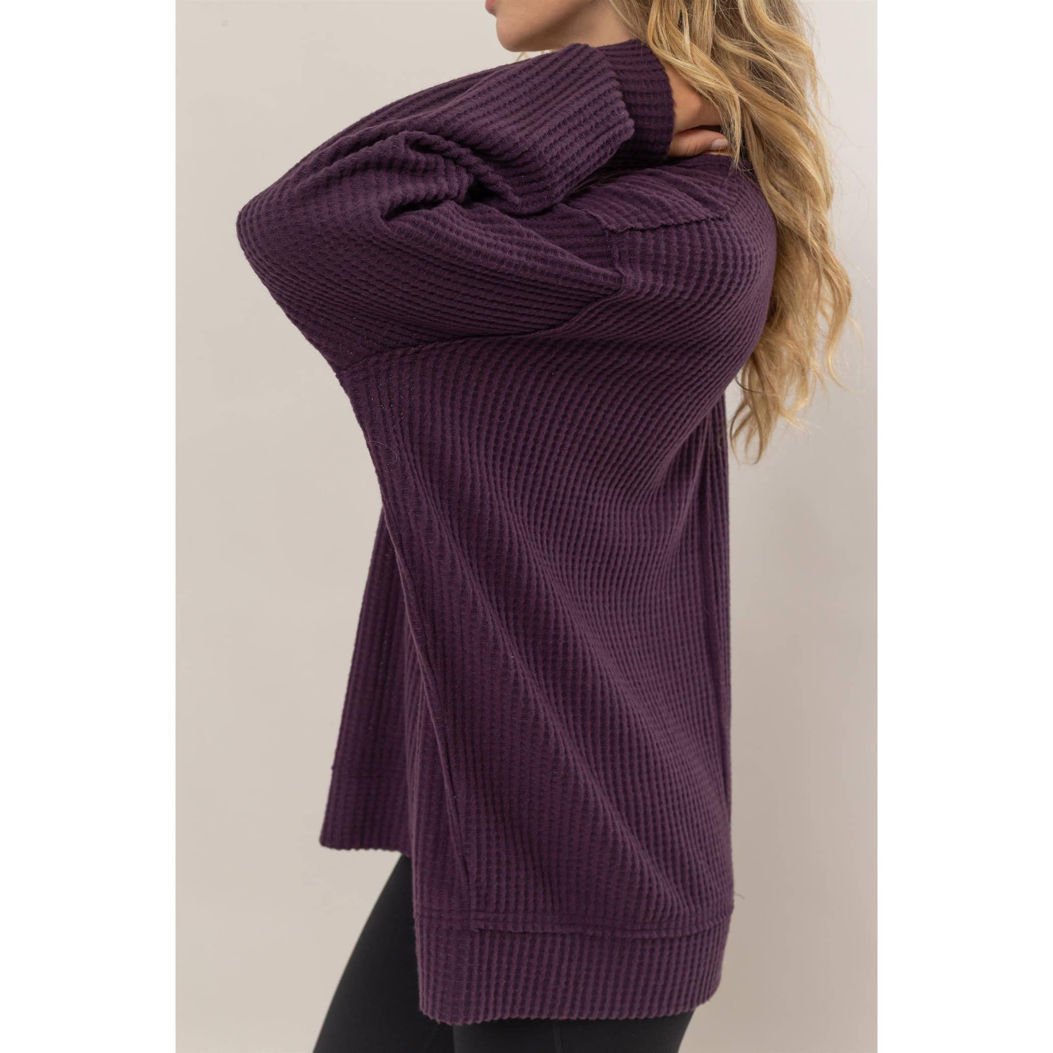 Waffle Notch Neck Top