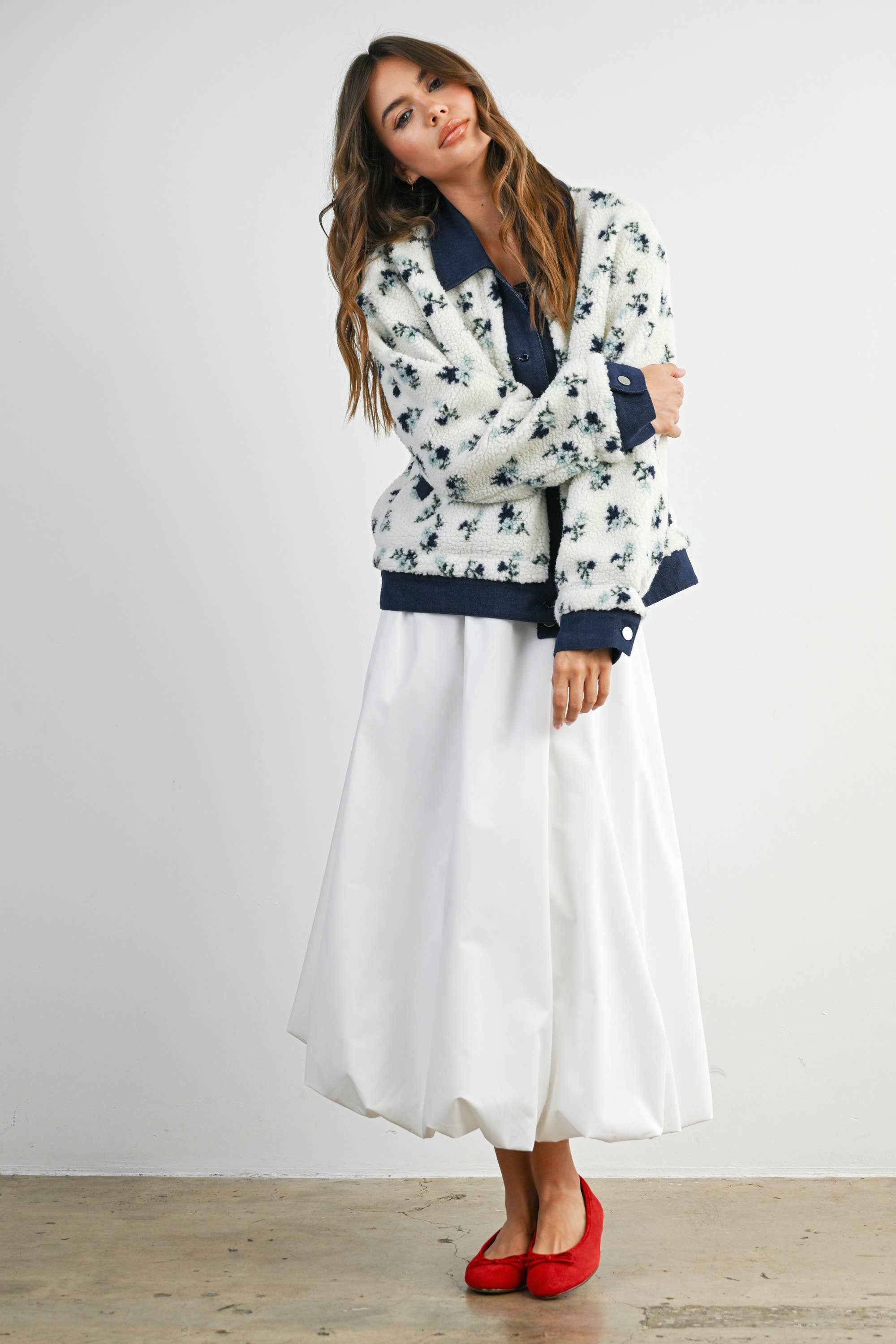 Floral Button-Down Jacket - Navy