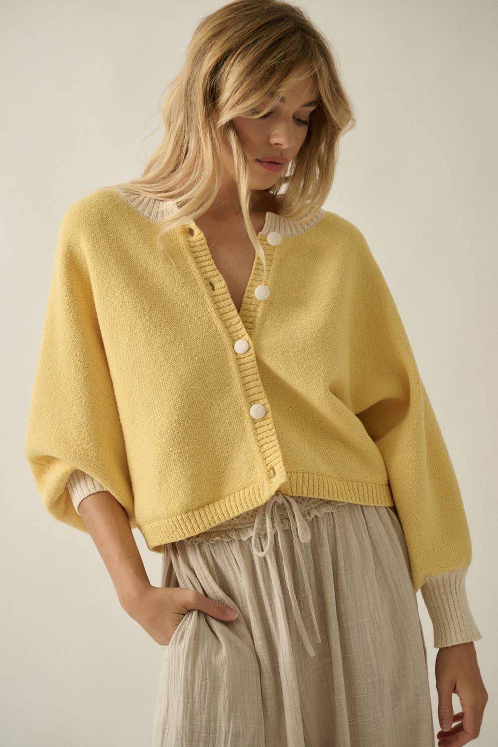 Butter Cream Dolman Cardigan: