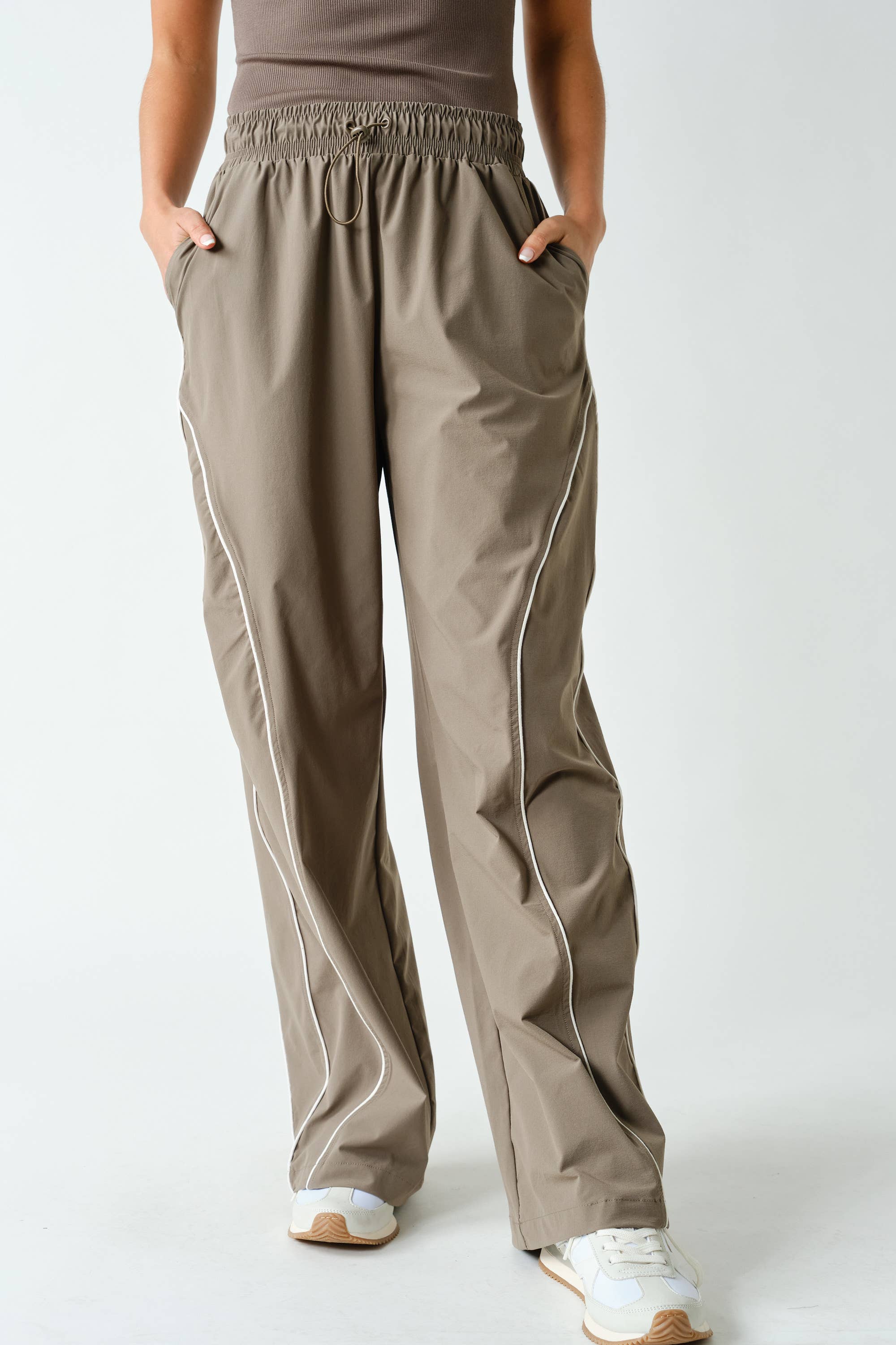 Curved Classic Track Pants: Truffle