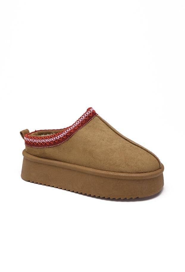 Fur Lined Ankle Boots: Camel