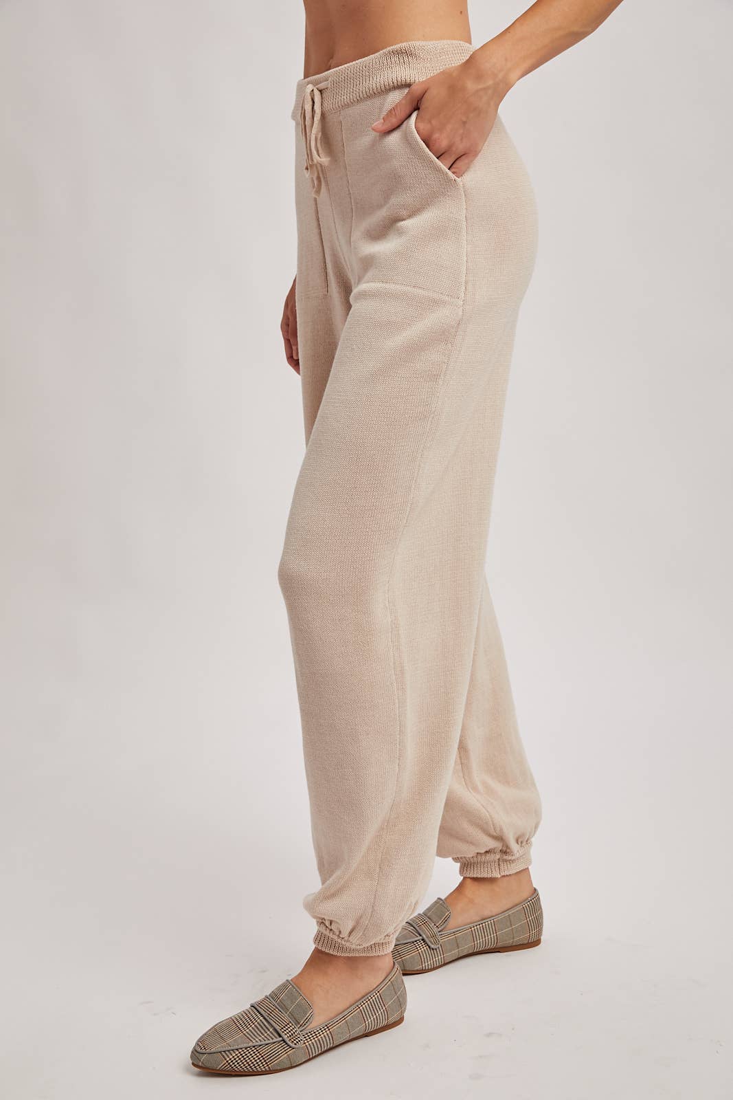 Relaxed Knit Jogger: Beige