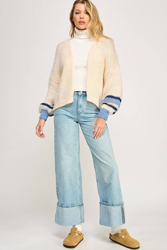 Drop Shoulder Cardigan: Off-White
