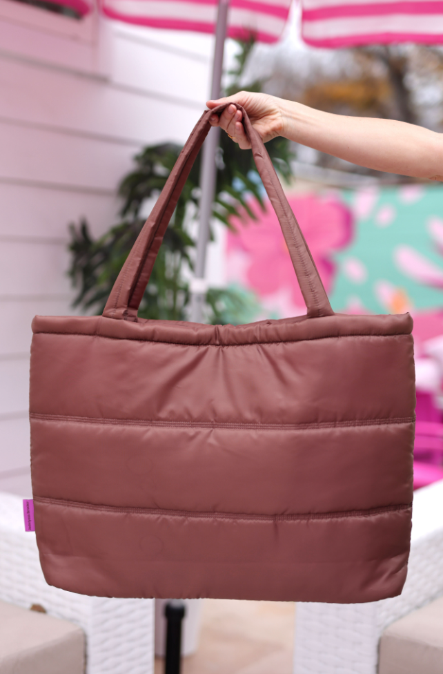 Carry All Puffer Tote- Very Busy (Espresso)