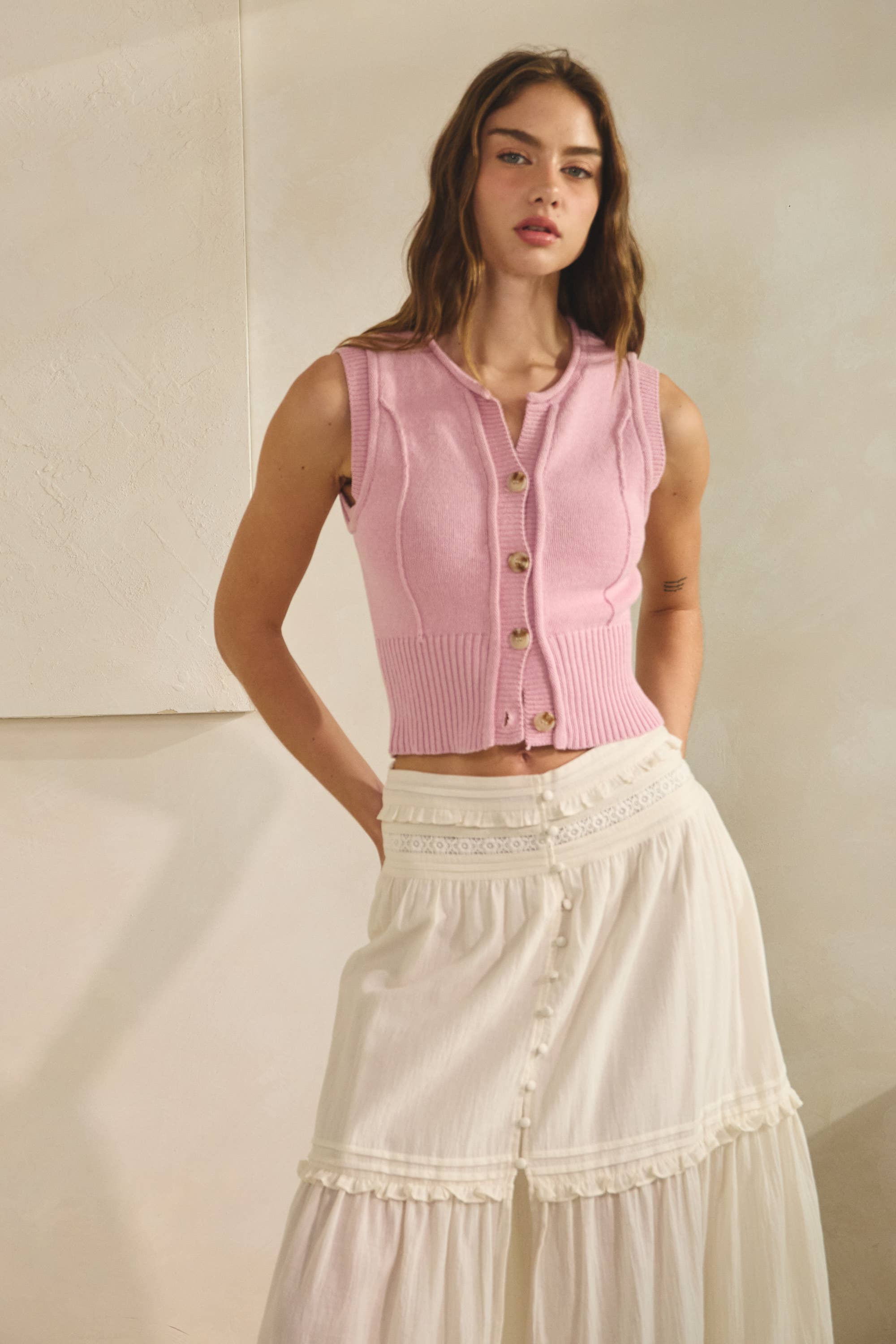 Roll Up Neck Sweater Vest