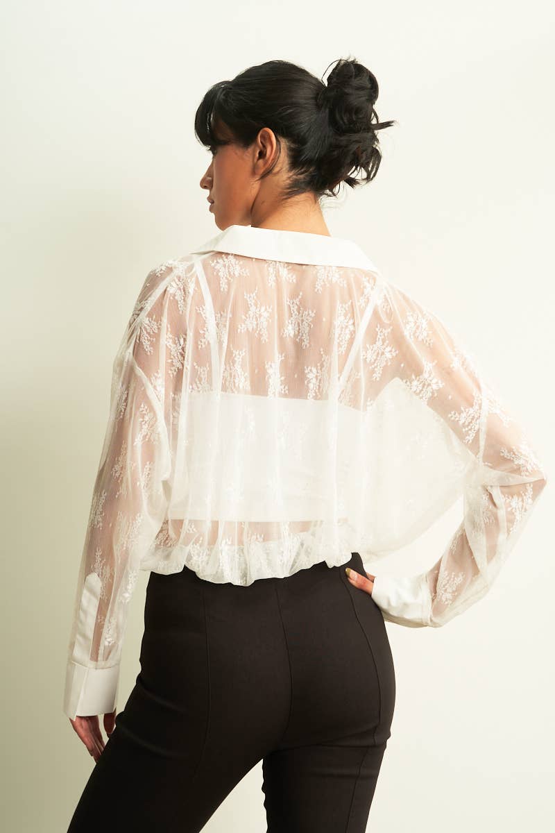 Floral Lace BodySuit: White