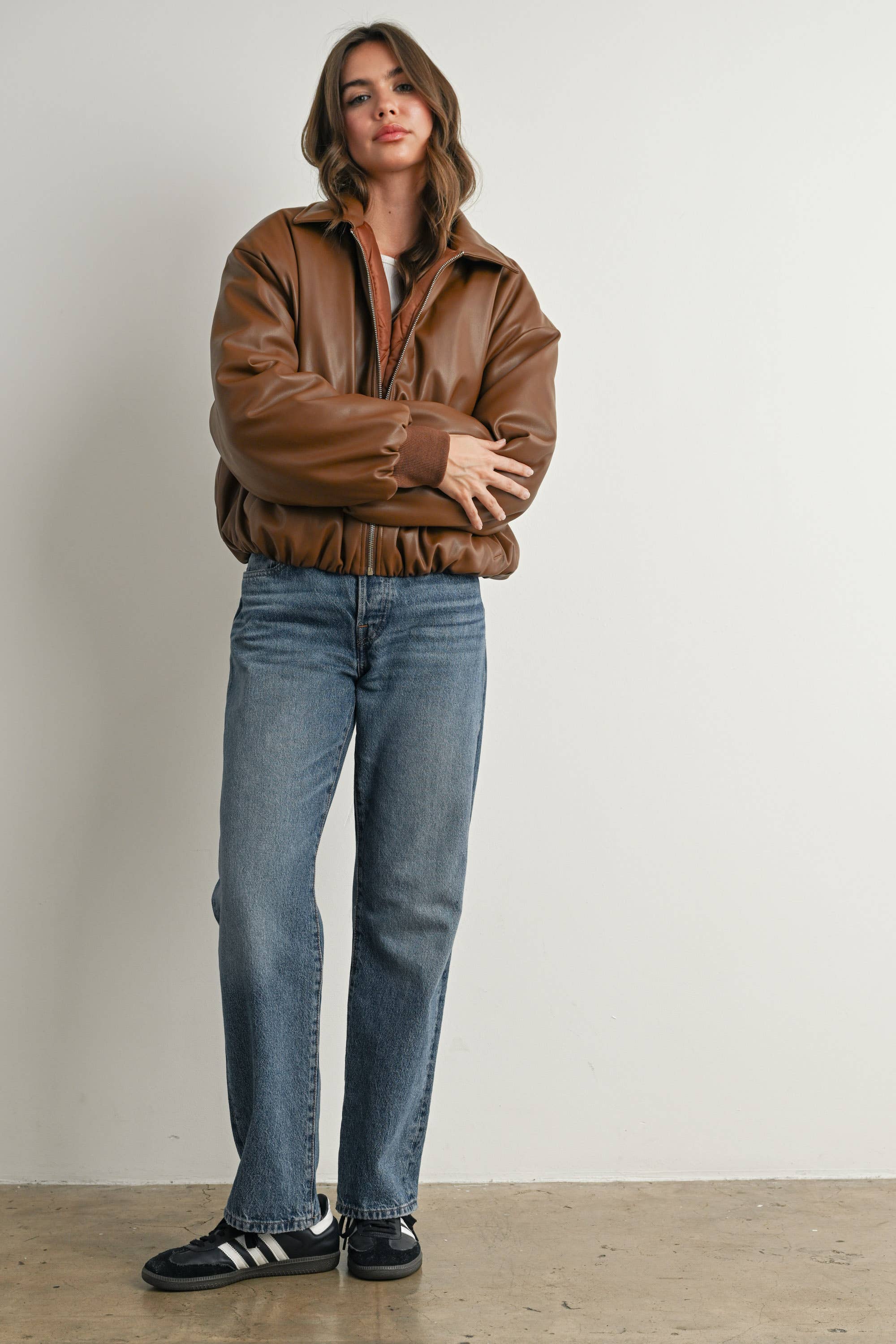 Zip-Up Bomber Jacket: Brown