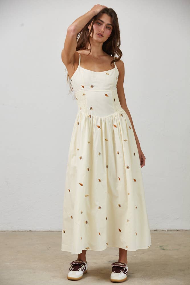 Leaf Maxi Dress: Beige