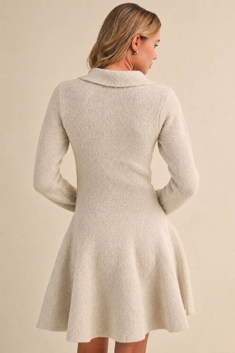 Flared & Collared Sweater Dress