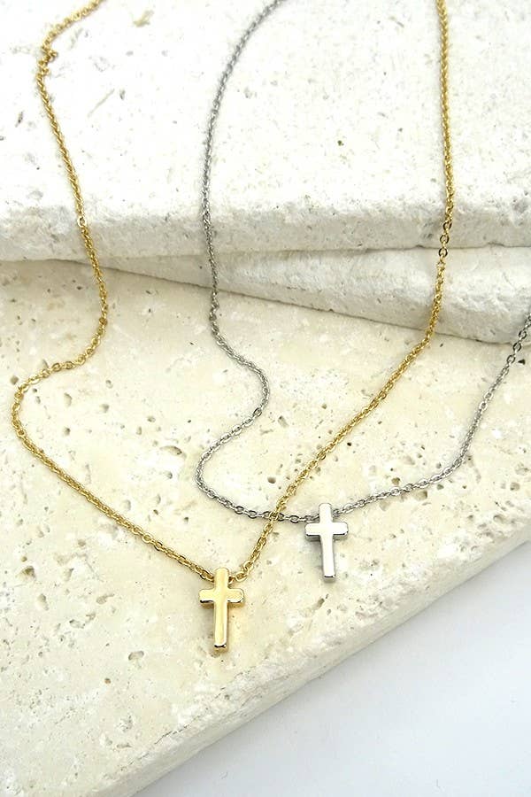 Mini Cross Necklace: Gold