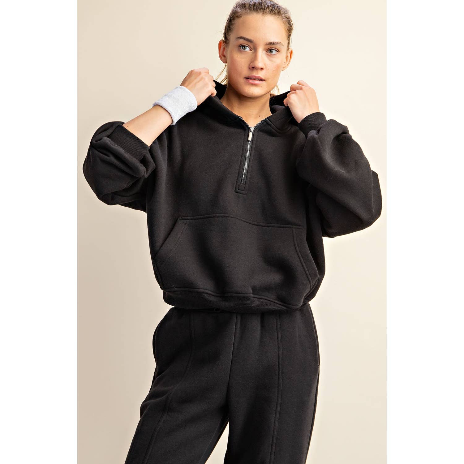 French Terry Hoodie: Black