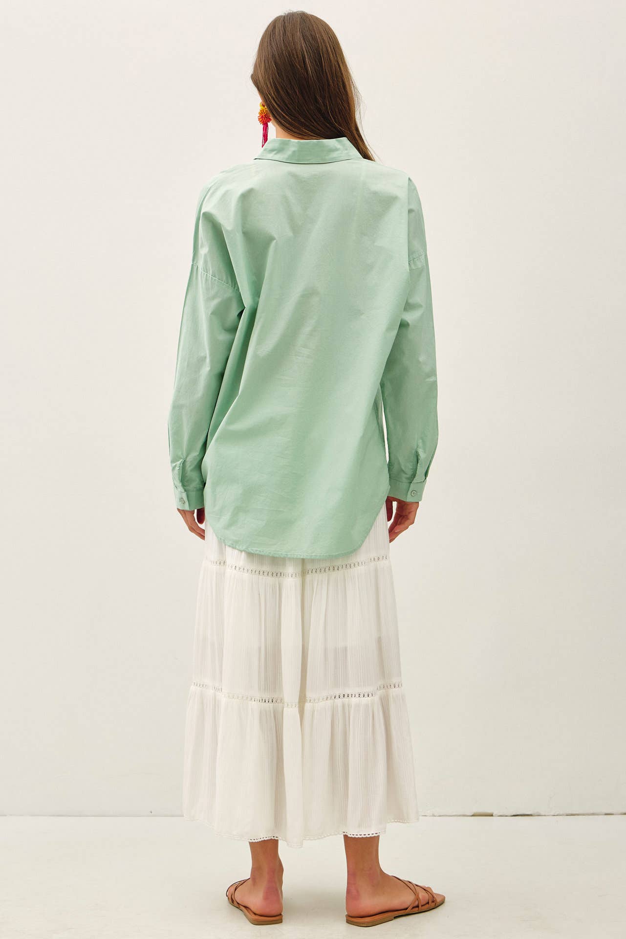 Kolly Oversized Button Up: Spearmint
