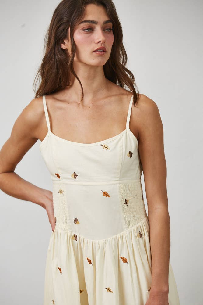 Leaf Maxi Dress: Beige