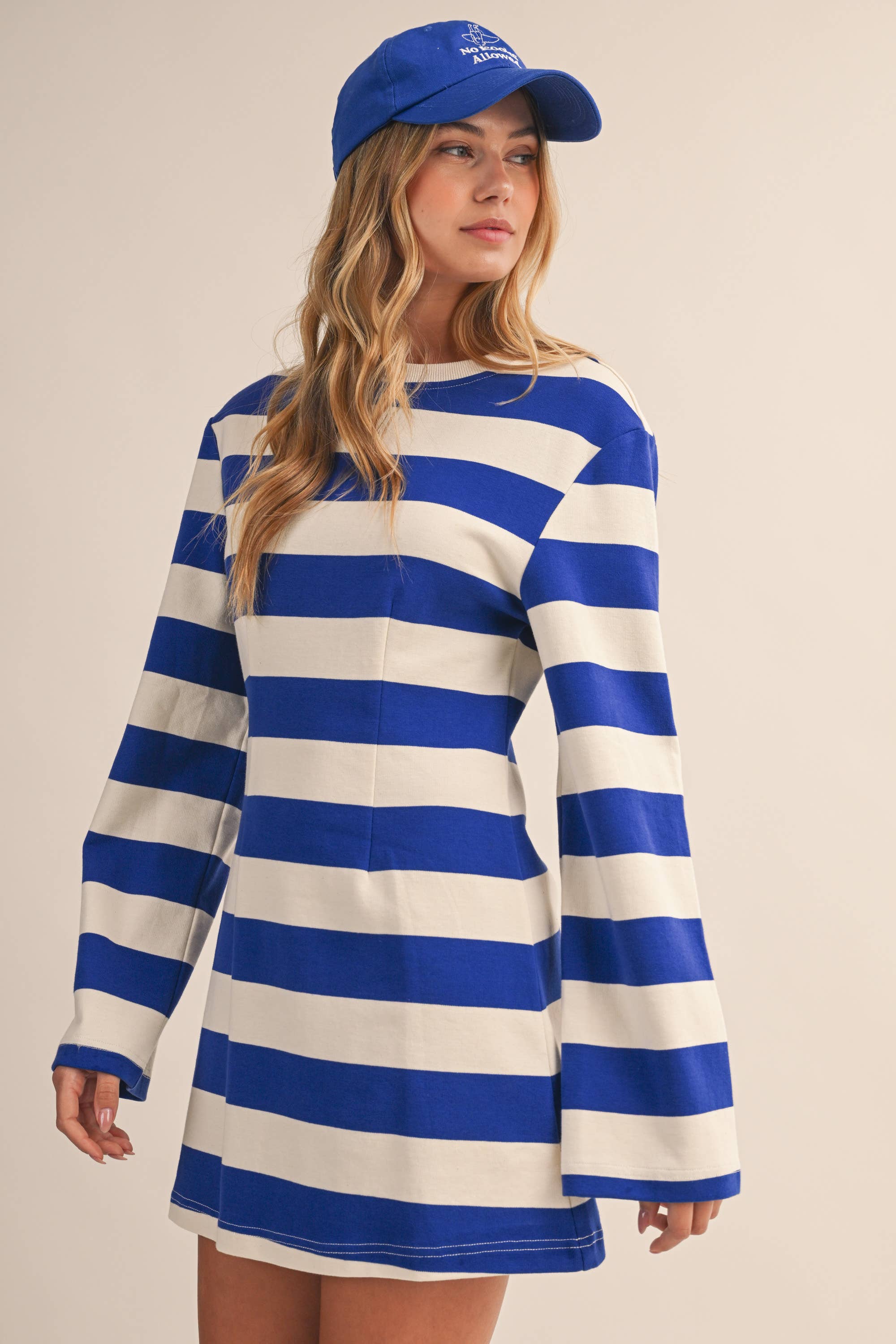 Bell Sleeve Mini Dress :Royal