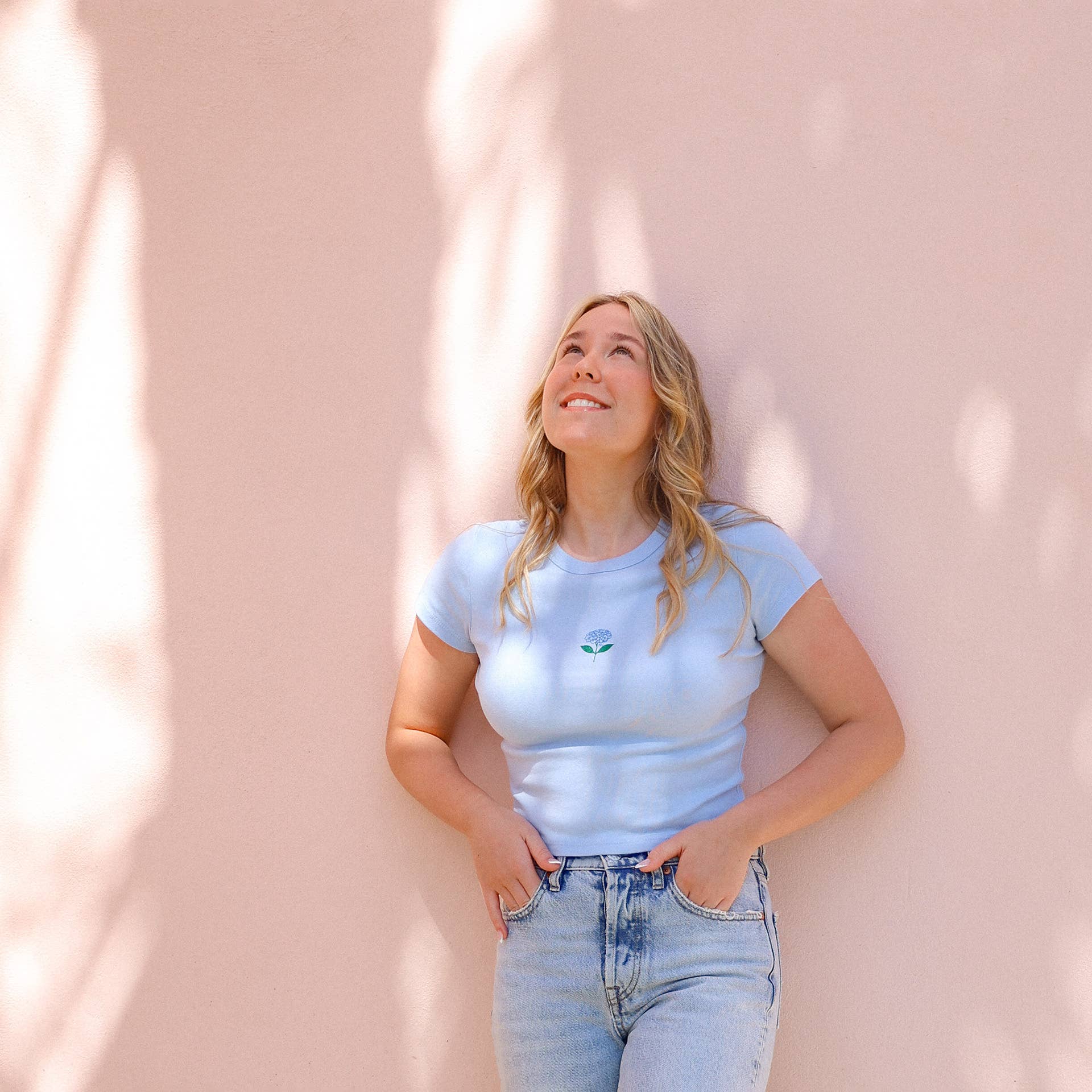 Hydrangea Baby Tee:Light Blue