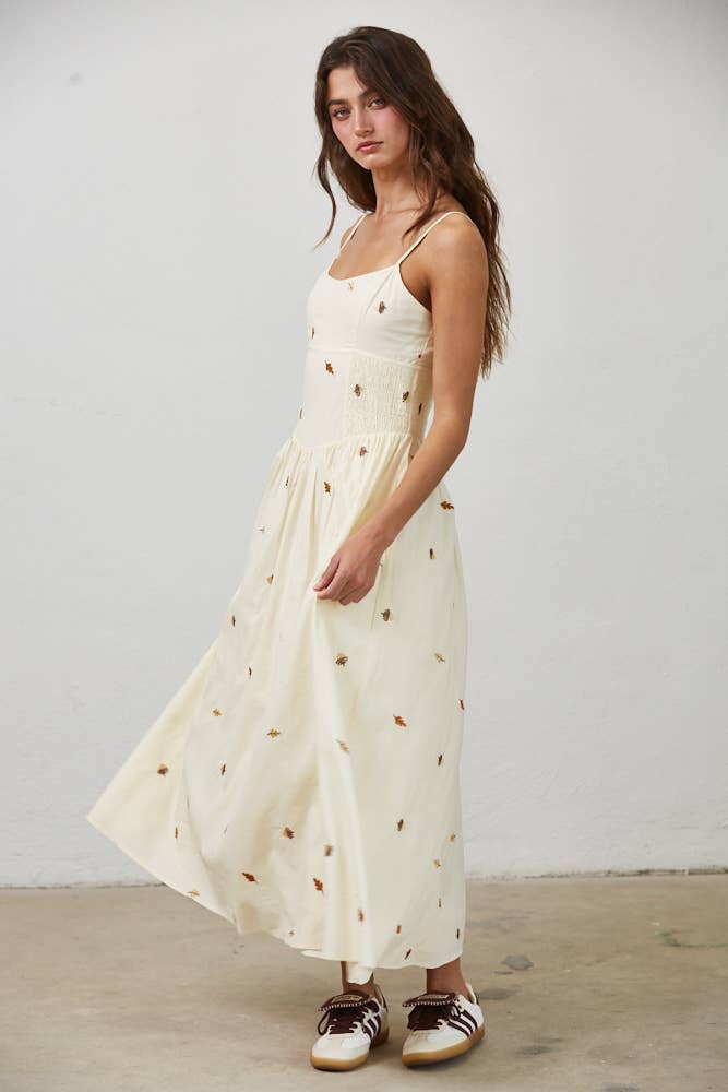 Leaf Maxi Dress: Beige