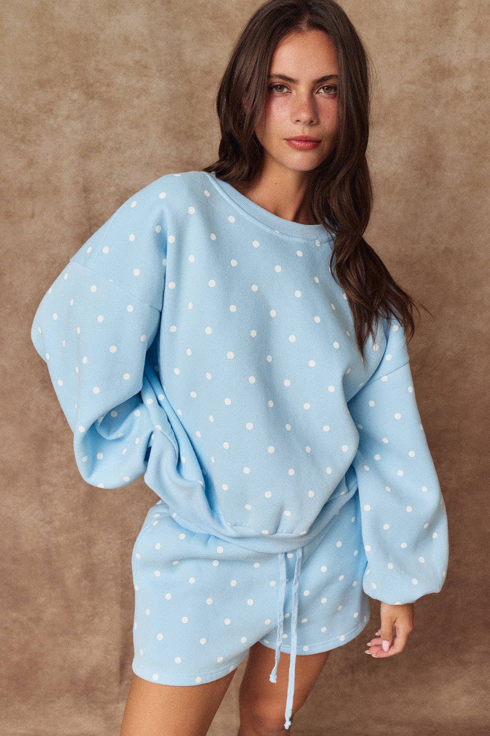Polka Dot Fleece Set: Sky Blue