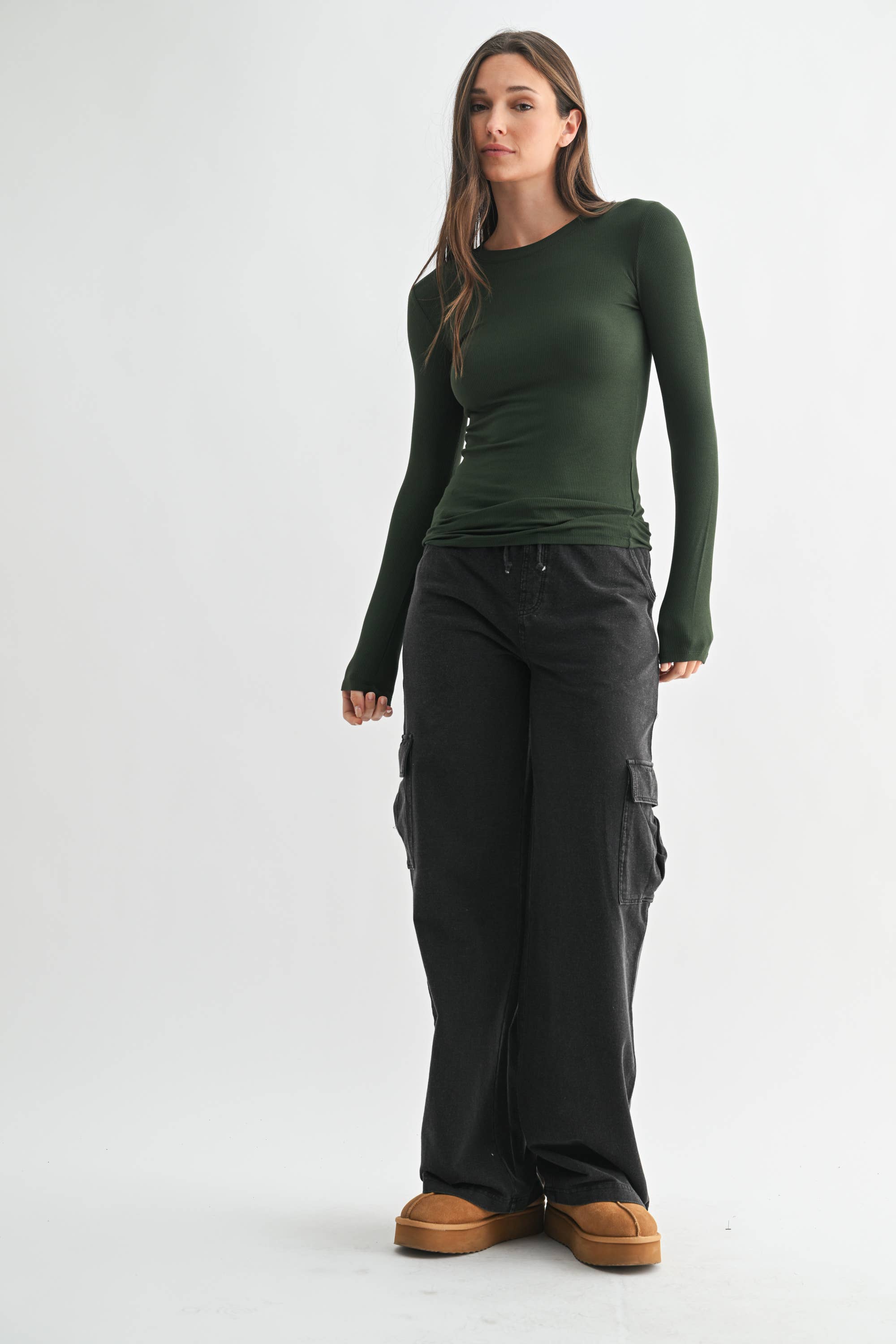 Essential Micro-Ribbed Athleisure Top: Plum