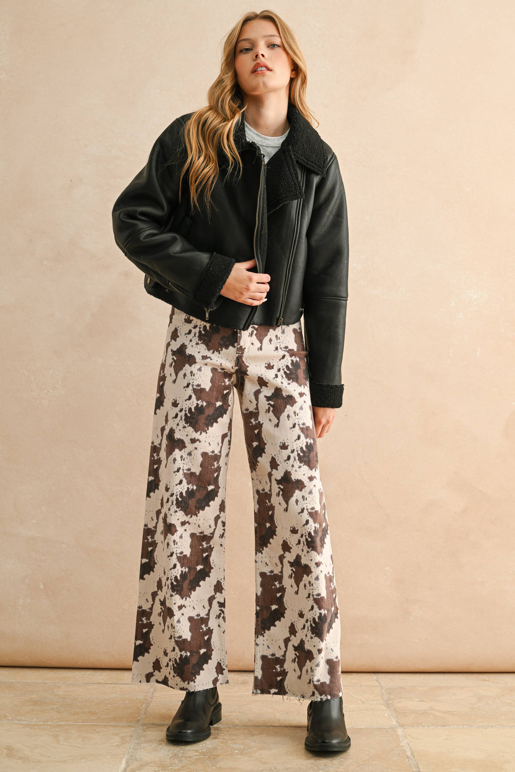 Faux Leather/Sherpa Jacket