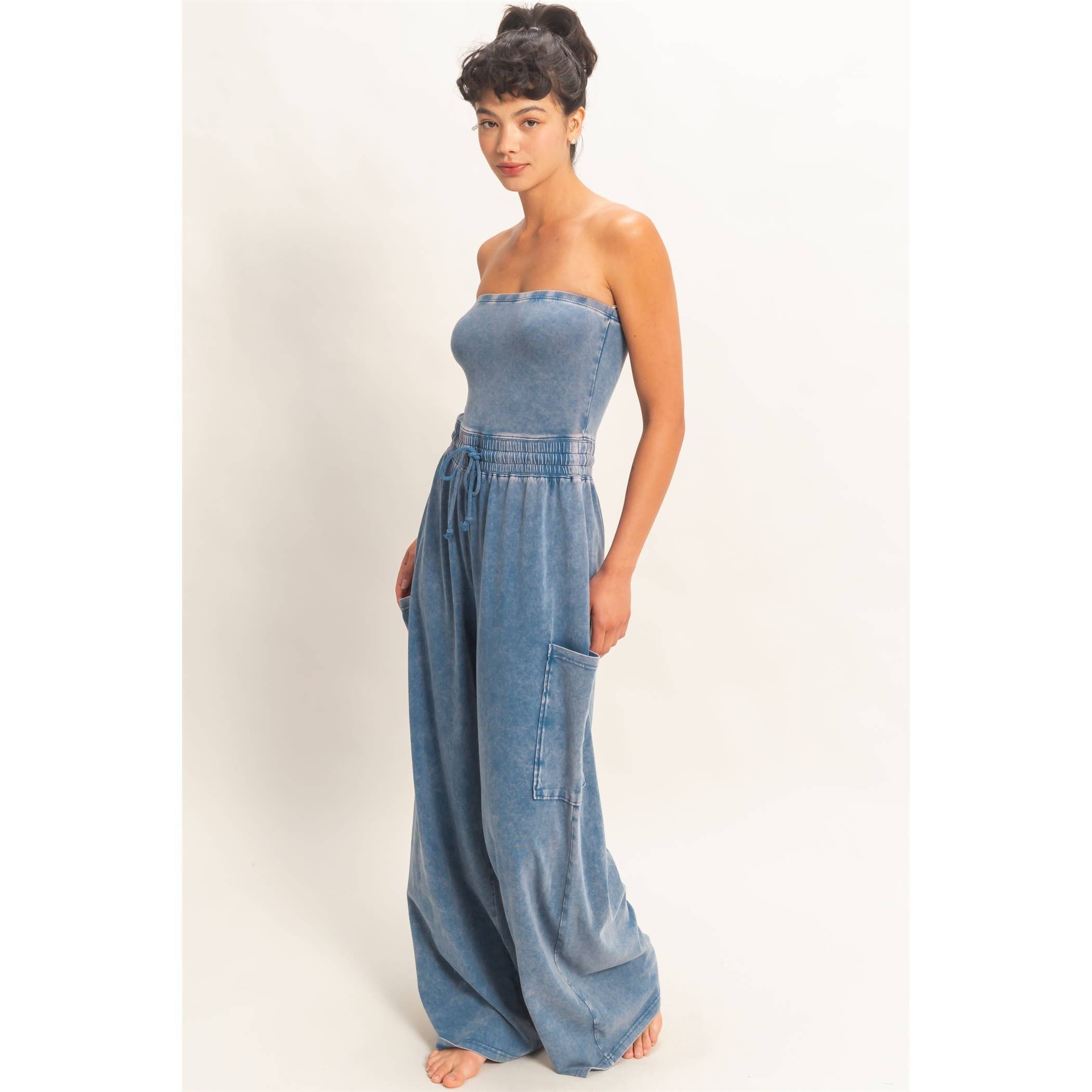 Mineral Wash Jumpsuit: Navy
